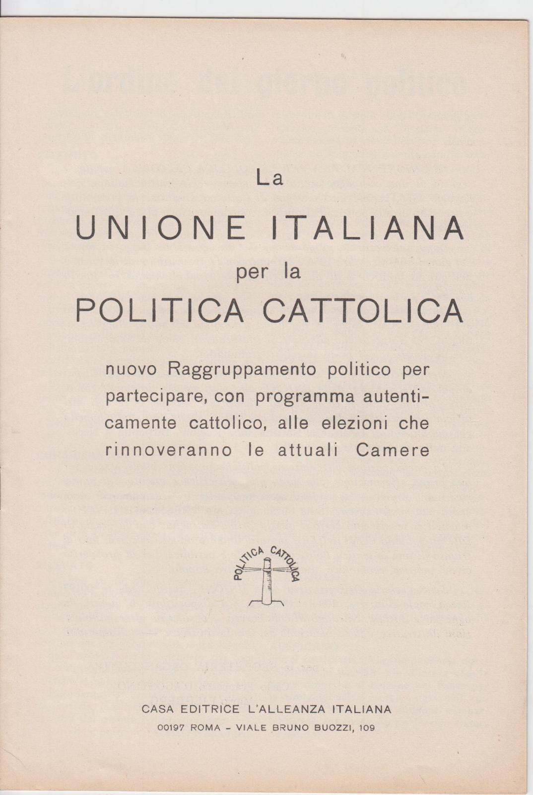 La Unione italiana per la politica Cattolica 1966