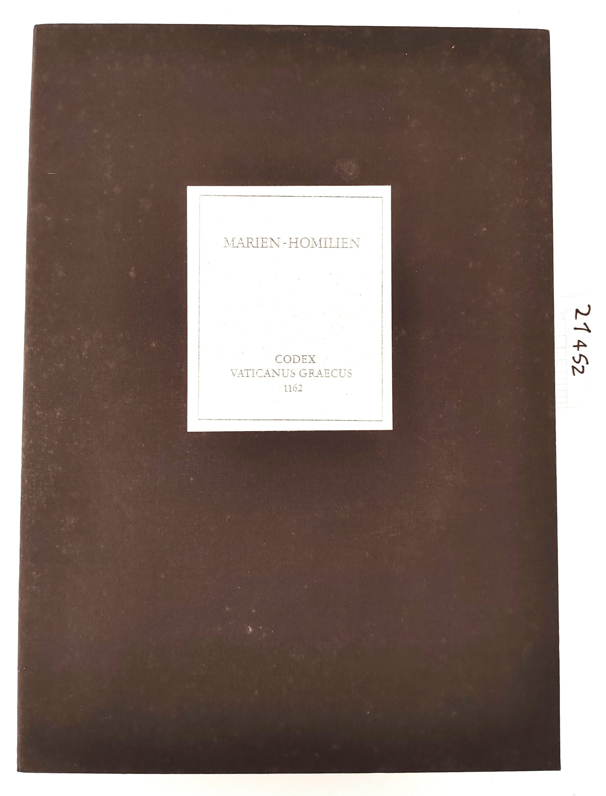 Marie Homilien Codex Vaticanus Graecus 1162 facsimile Belser Verlag 1991