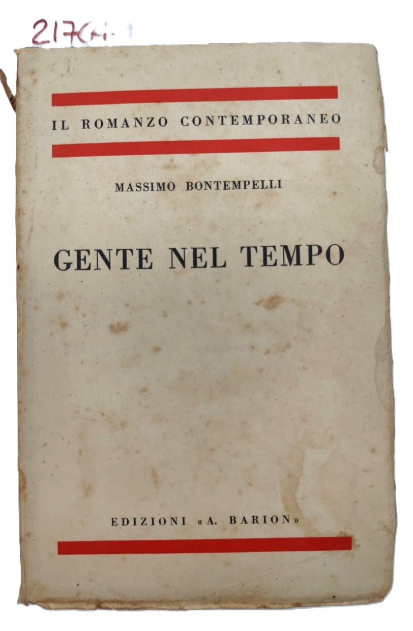 Massimo Bontempelli Gente nel tempo Barion 1937