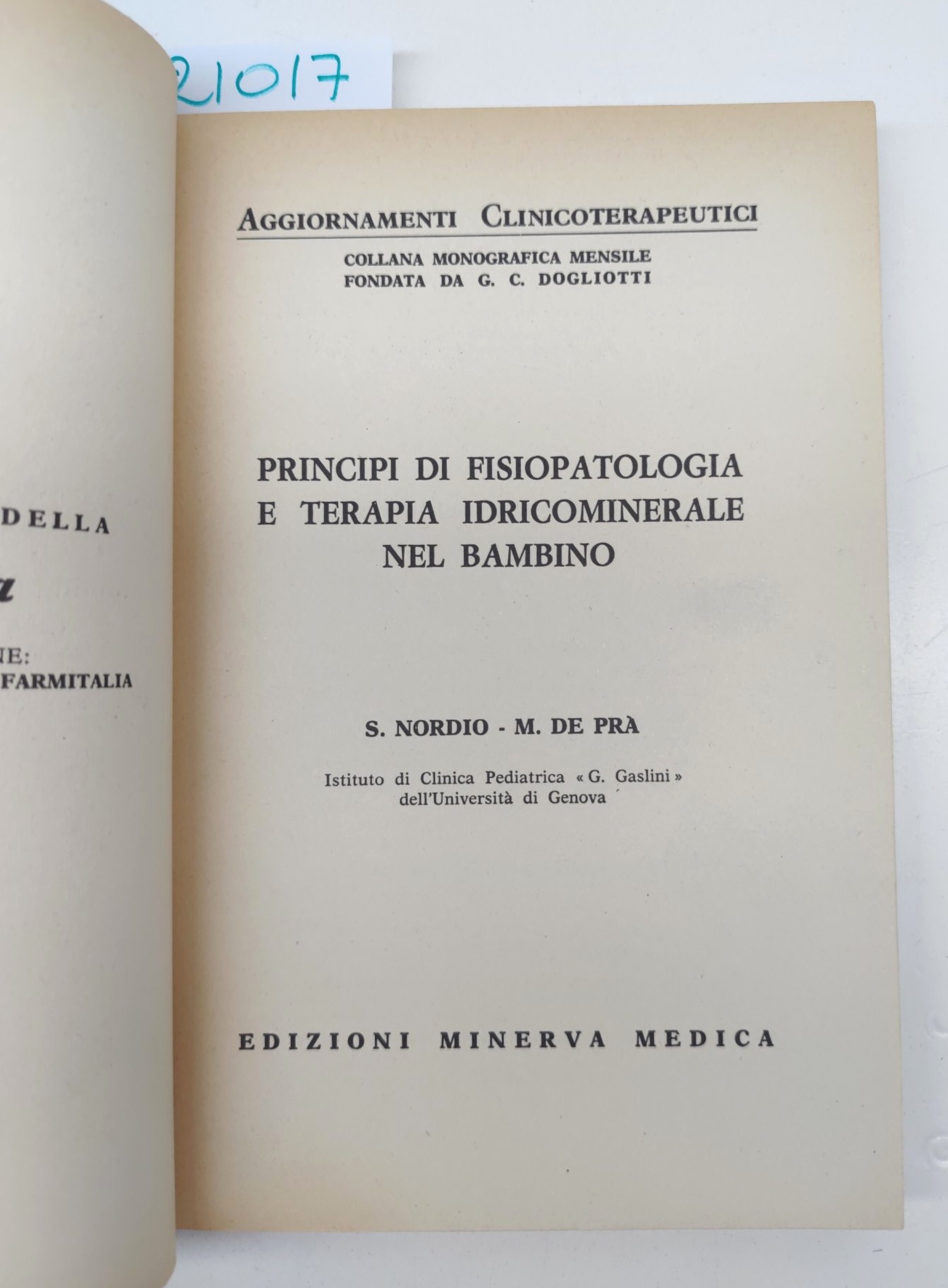 Nordio De Prà Fisiopatologia e terapia idricominerale del bambino Minerva …