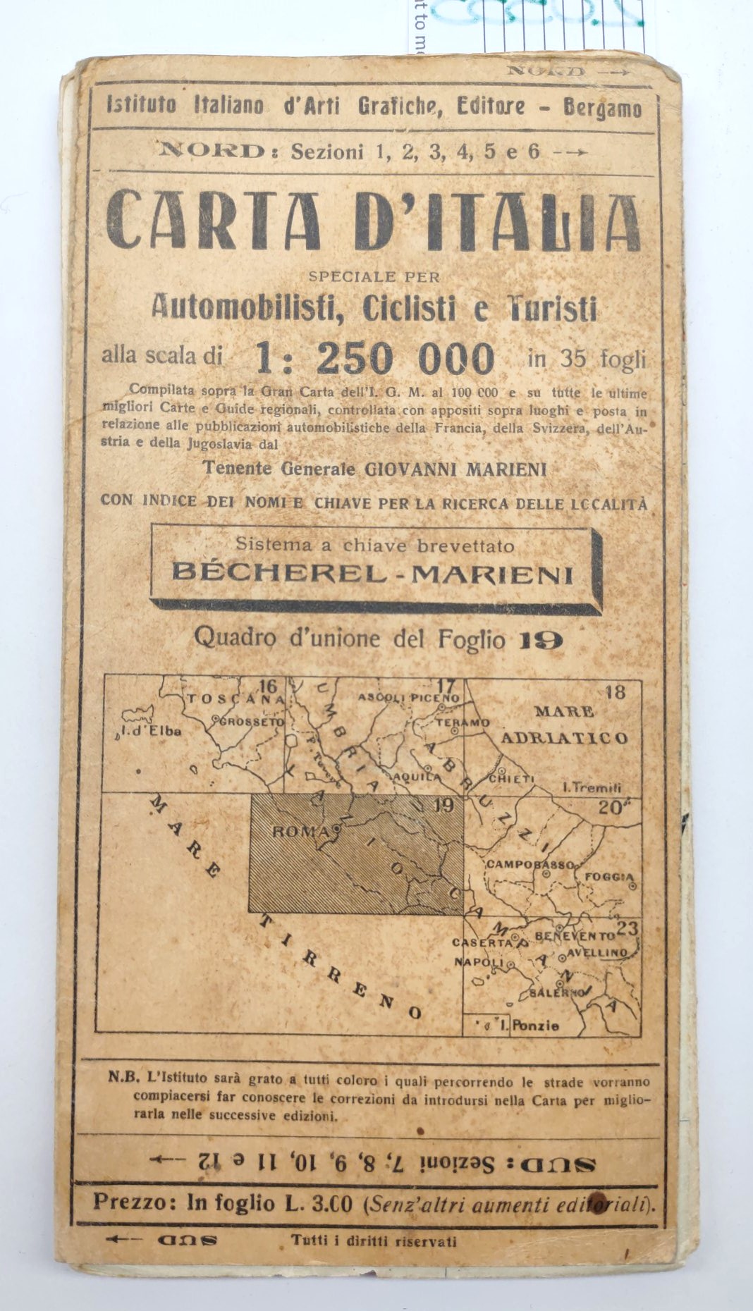 Nuova carta stradale d'Italia speciale per automobilisti ciclisti turisti