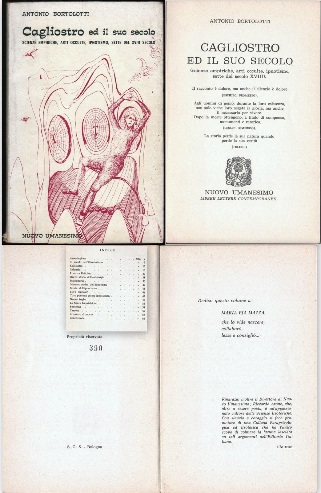 Occultismo A. Bortolotti Cagliostro ed il suo secolo 1969-Ed. Numerata …