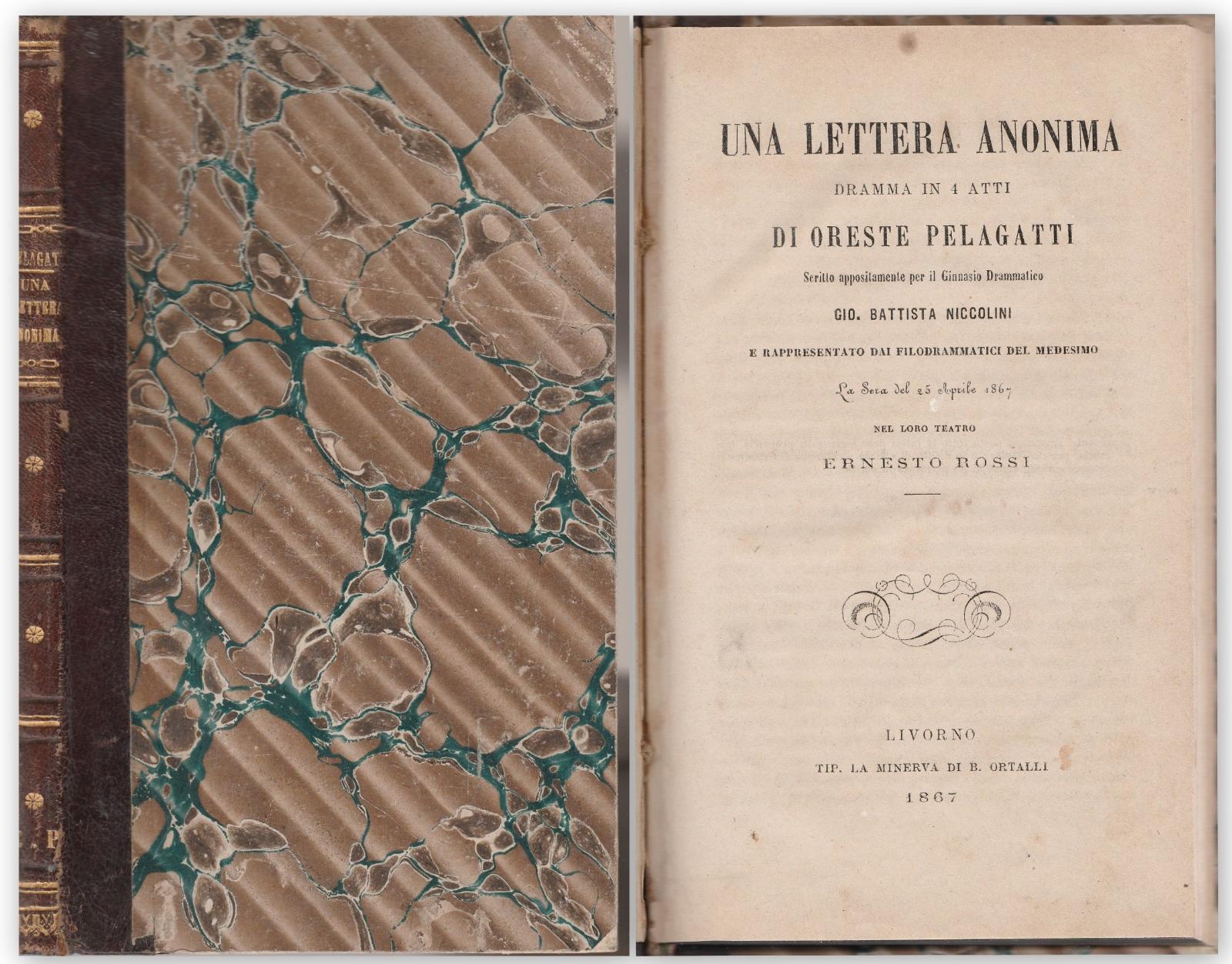 Oreste Pelagatti Una Lettera Anonima Dramma In 4 Atti 1867-L4908