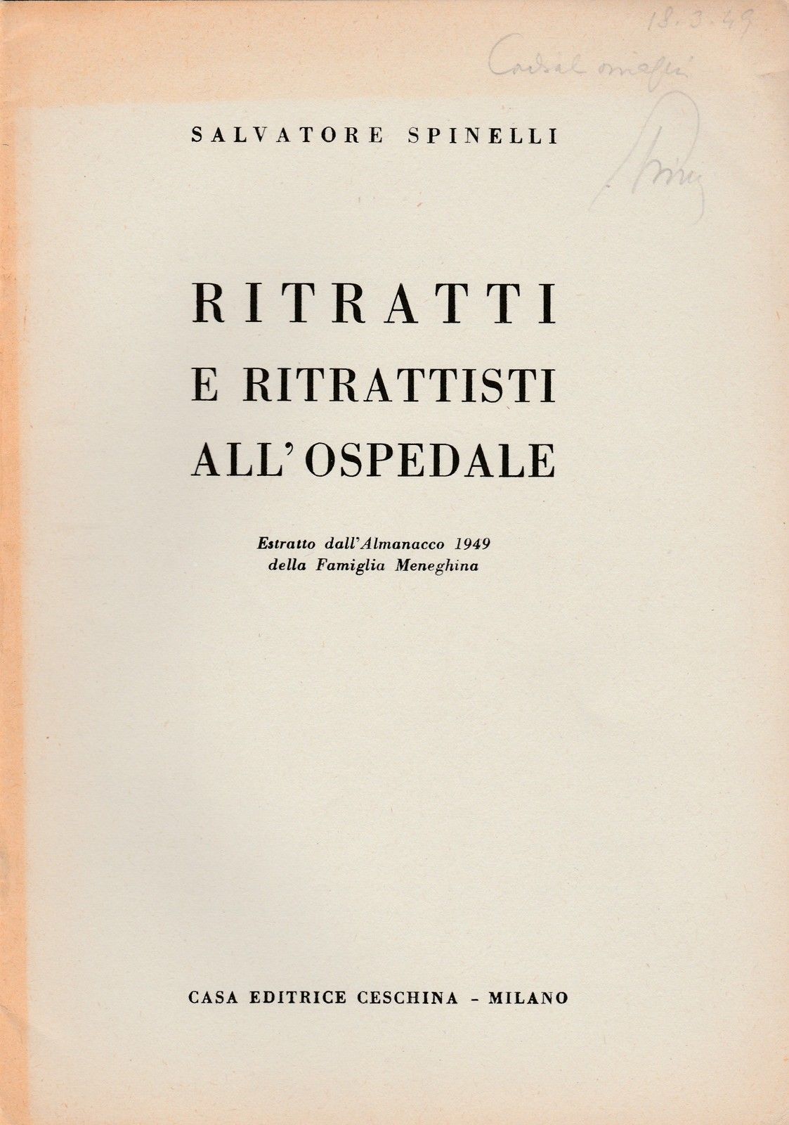 Ospedale Maggiore Milano S. Spinelli Ritratti E Ritrattisti All'ospedale 1949
