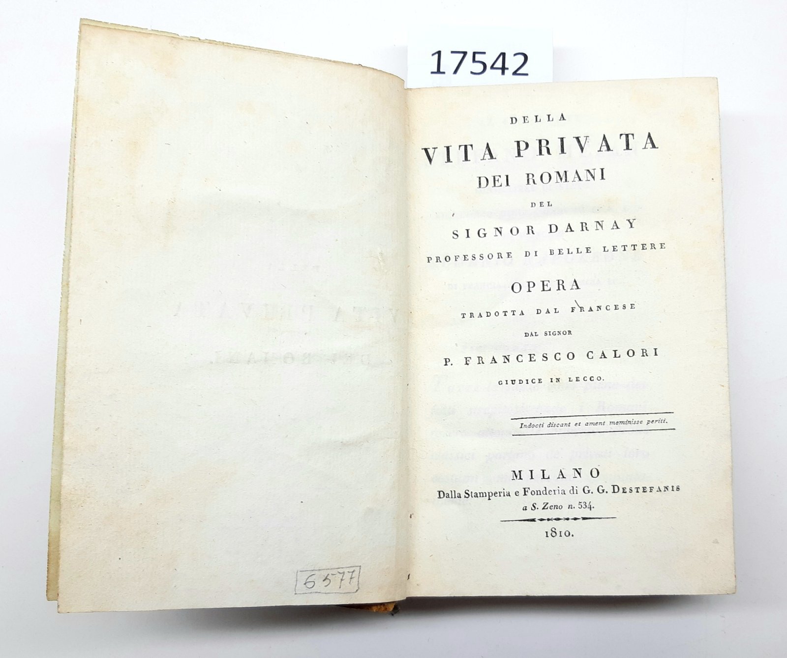 P. Francesco Calori Della vita privata dei romani del signor …