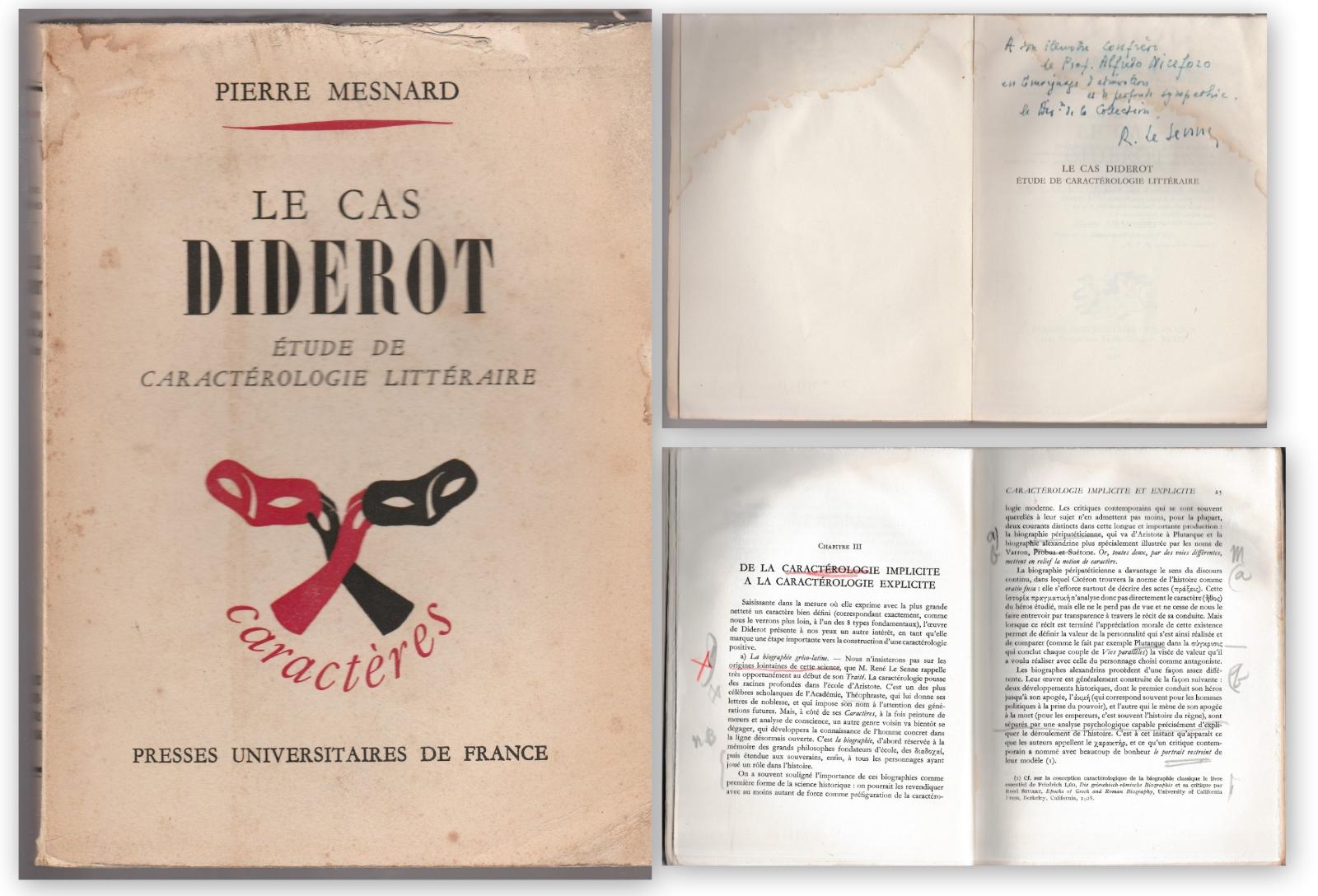 P. Mesnard Le Cas Diderot Etude De Caracterologie Litteraire 1952-L5035