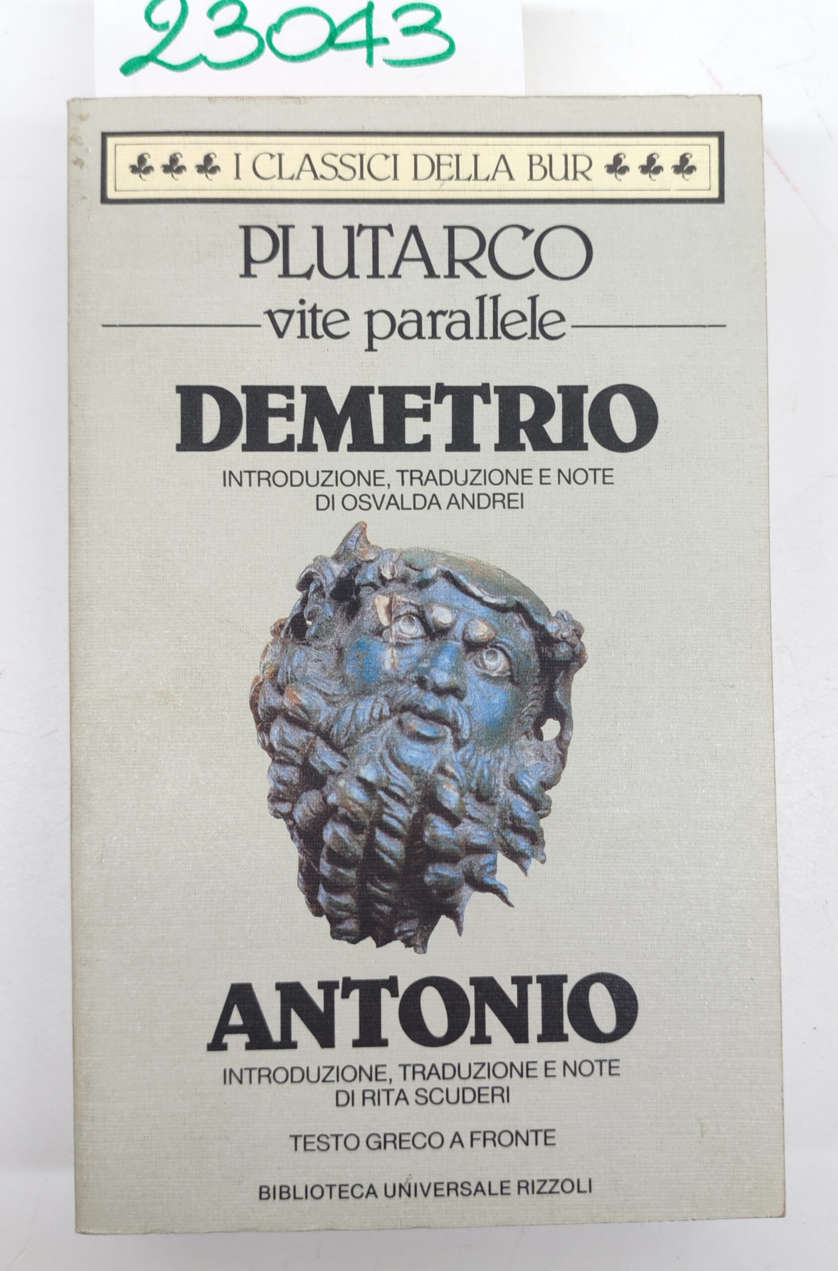 Plutarco Vite parallele Demetrio Antonio BUR Rizzoli 2° edizione 1994