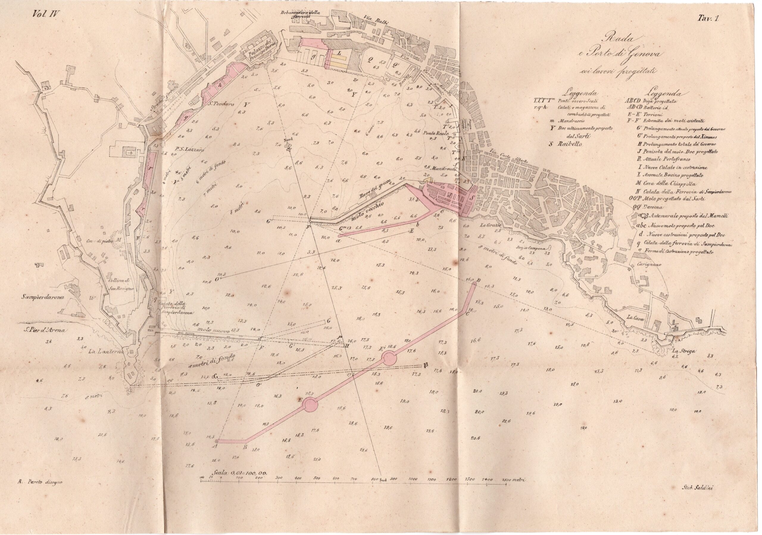 Progetto ampliamento porto di Genova 1856 ing. Pareto Giornale dell'ingegnere