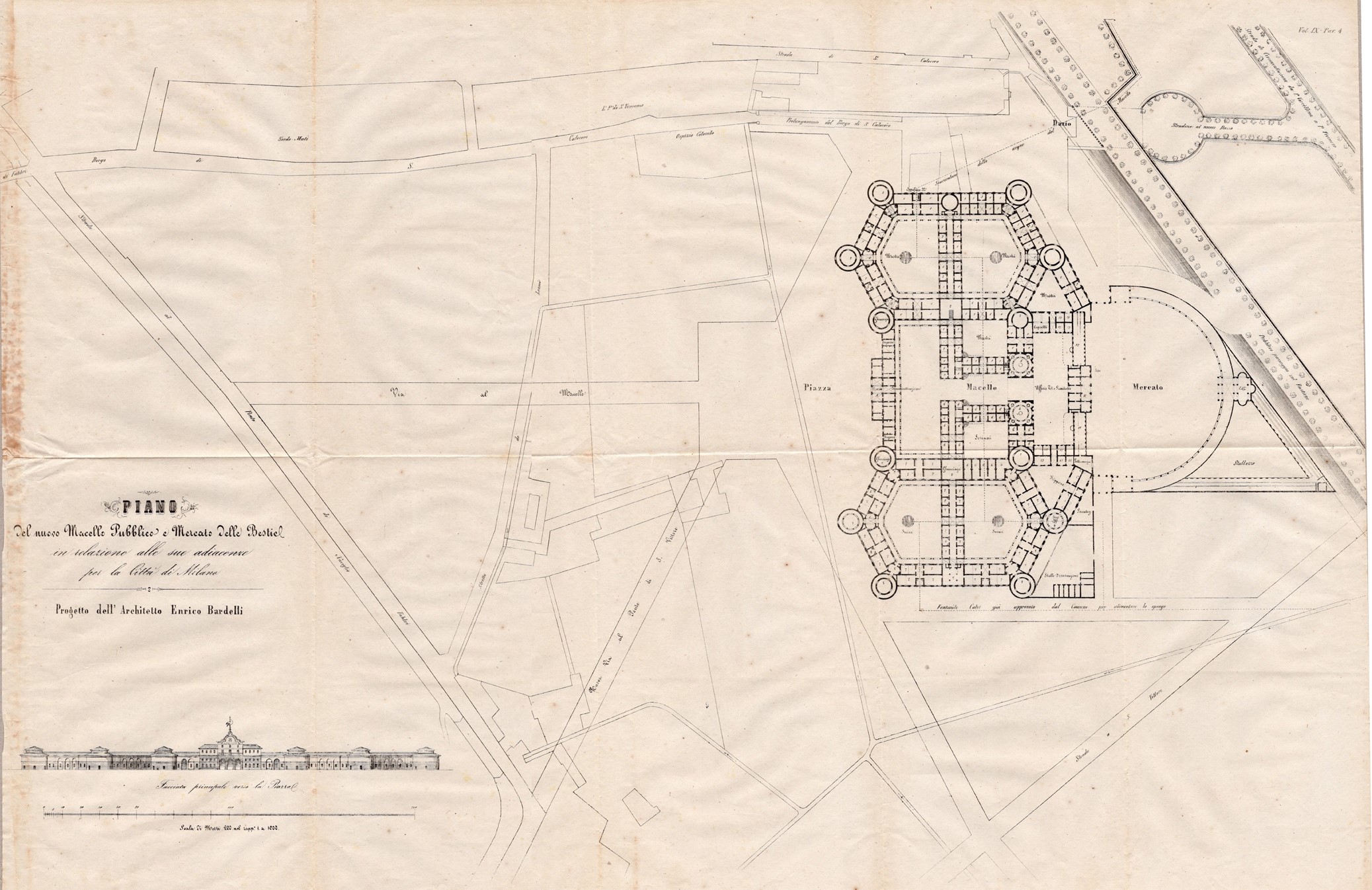 Progetto del macello pubblico di Milano a Piazza Sant'Agostino 1861 …