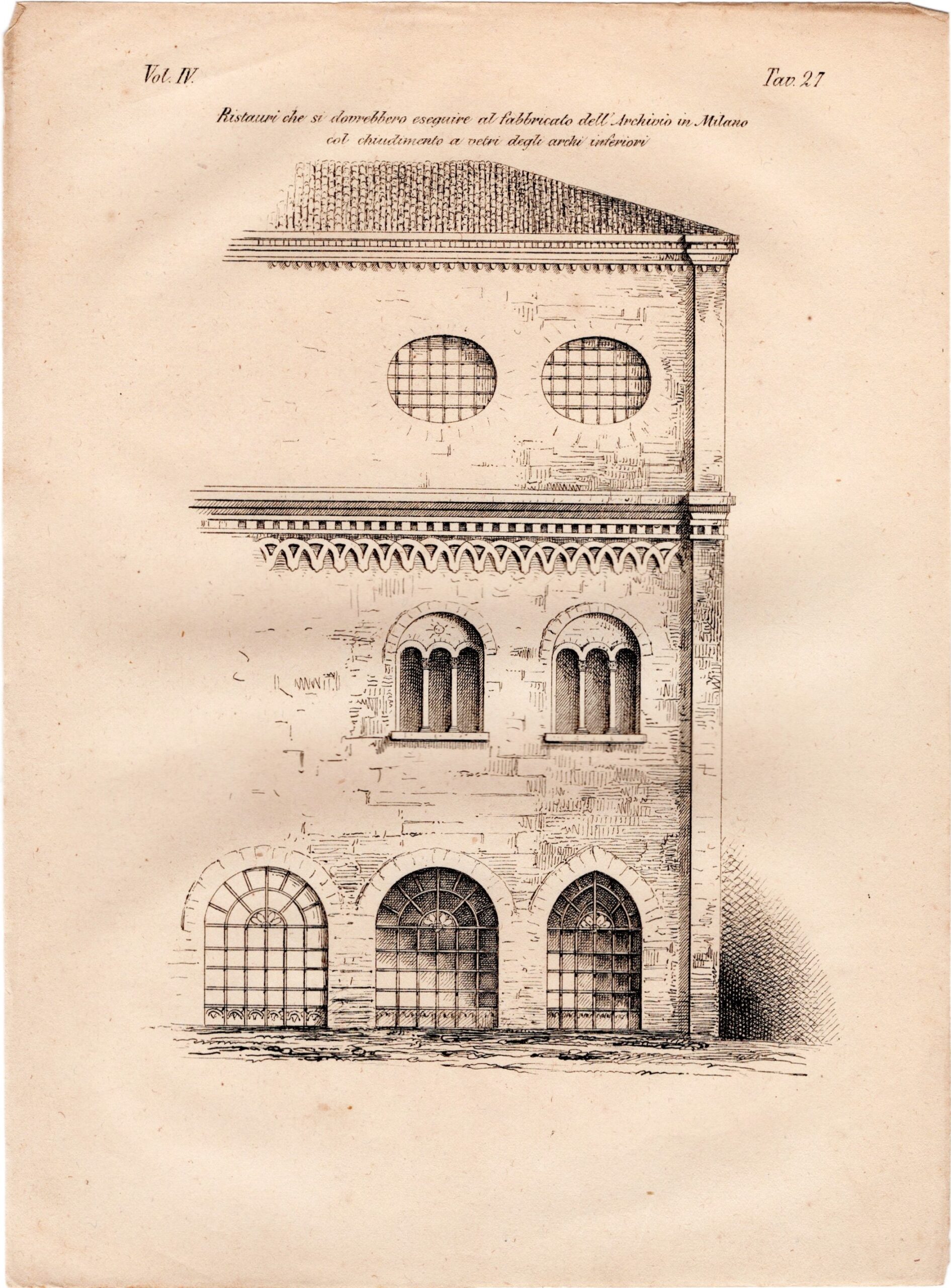 Progetto per chiudere con vetrerie gli archi del Palazzo dell'antico …