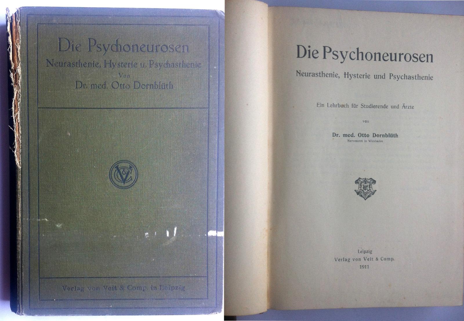 Psichiatria- Die Psychoneurosen Von Dr. Otto Dornbluth Leipzig 1911-L3216