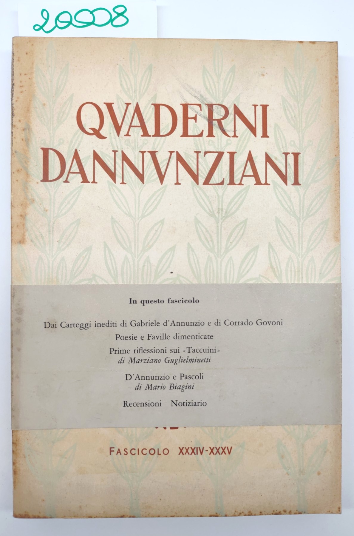 Quaderni Dannunziani fascicolo XXXIV XXXV 1966 Fondazione Il Vittoriale Degli …