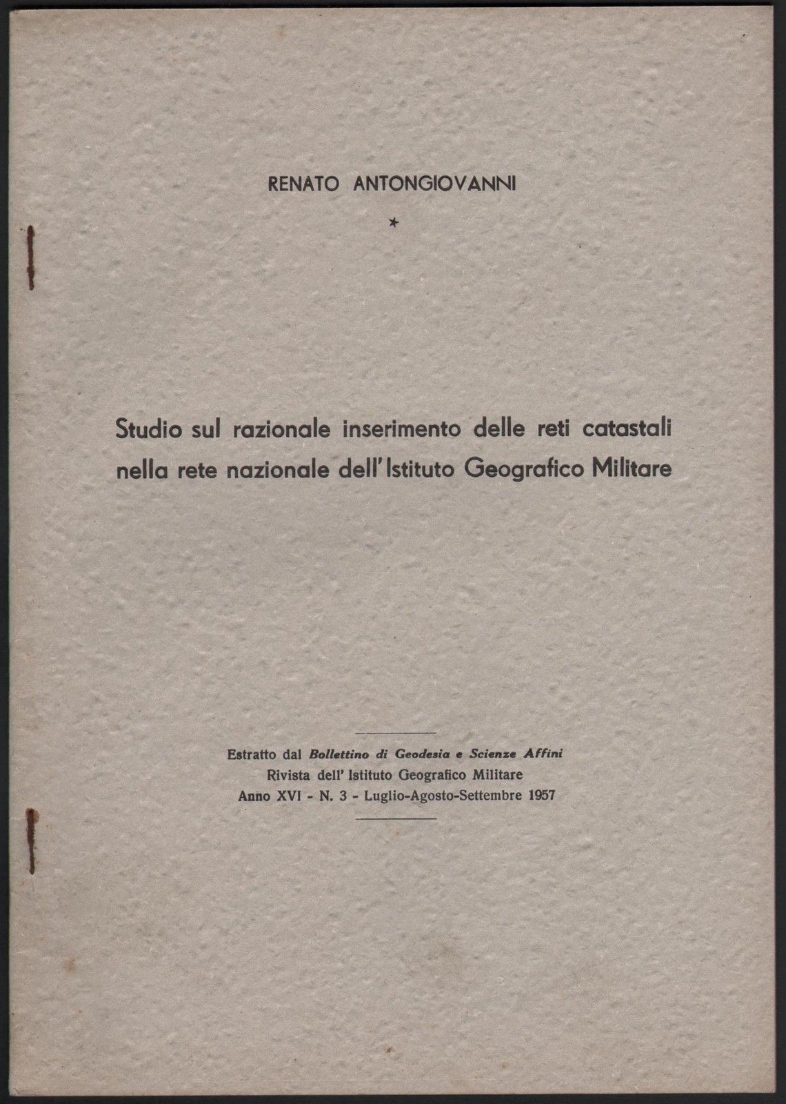 R. Antongiovanni Studio Sul Razionale Inserimento Delle Reti Catastal IGM …