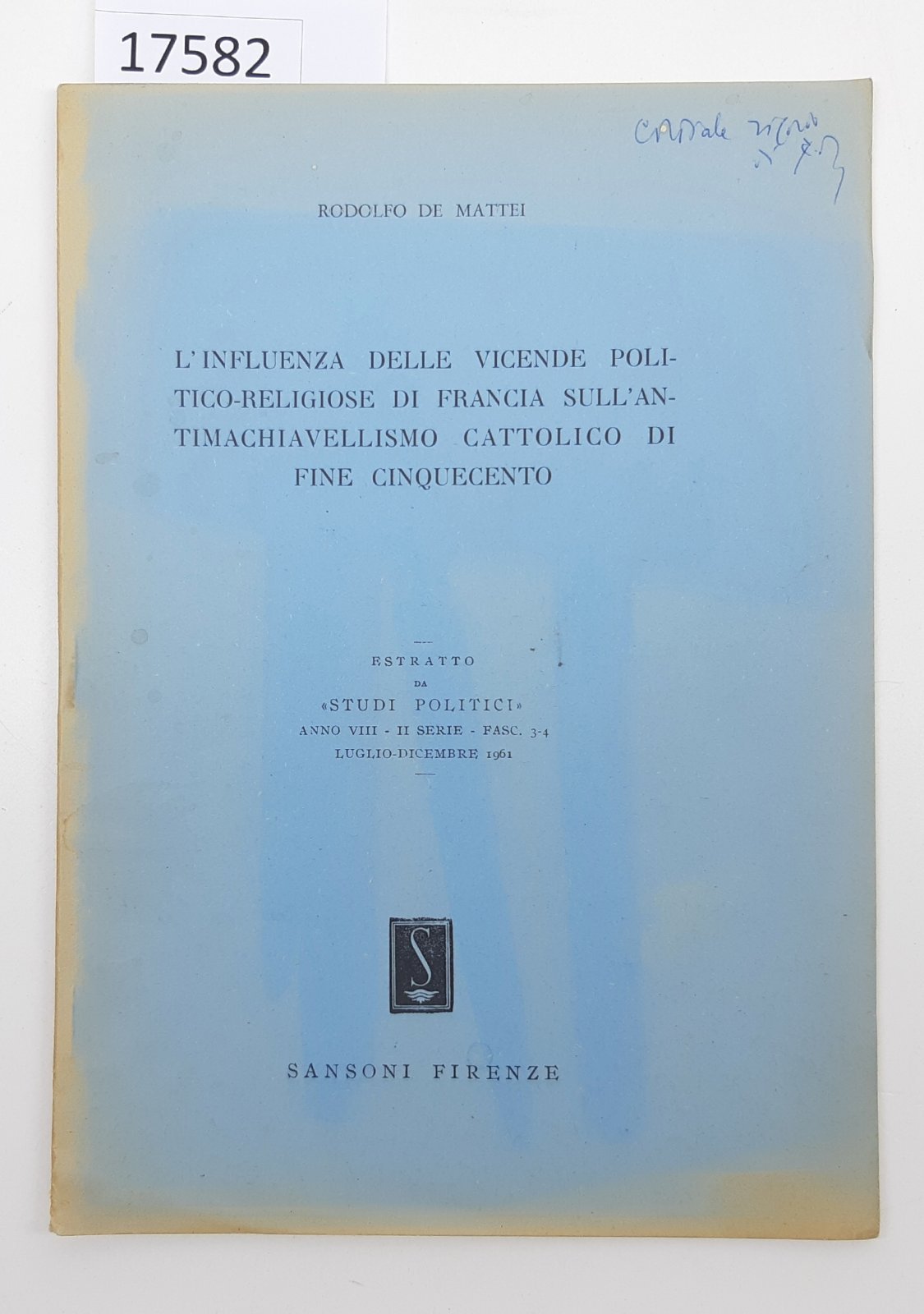 R. De Mattei L'influenza delle vicende politiche sull'antimachiavellismo cattolico di …