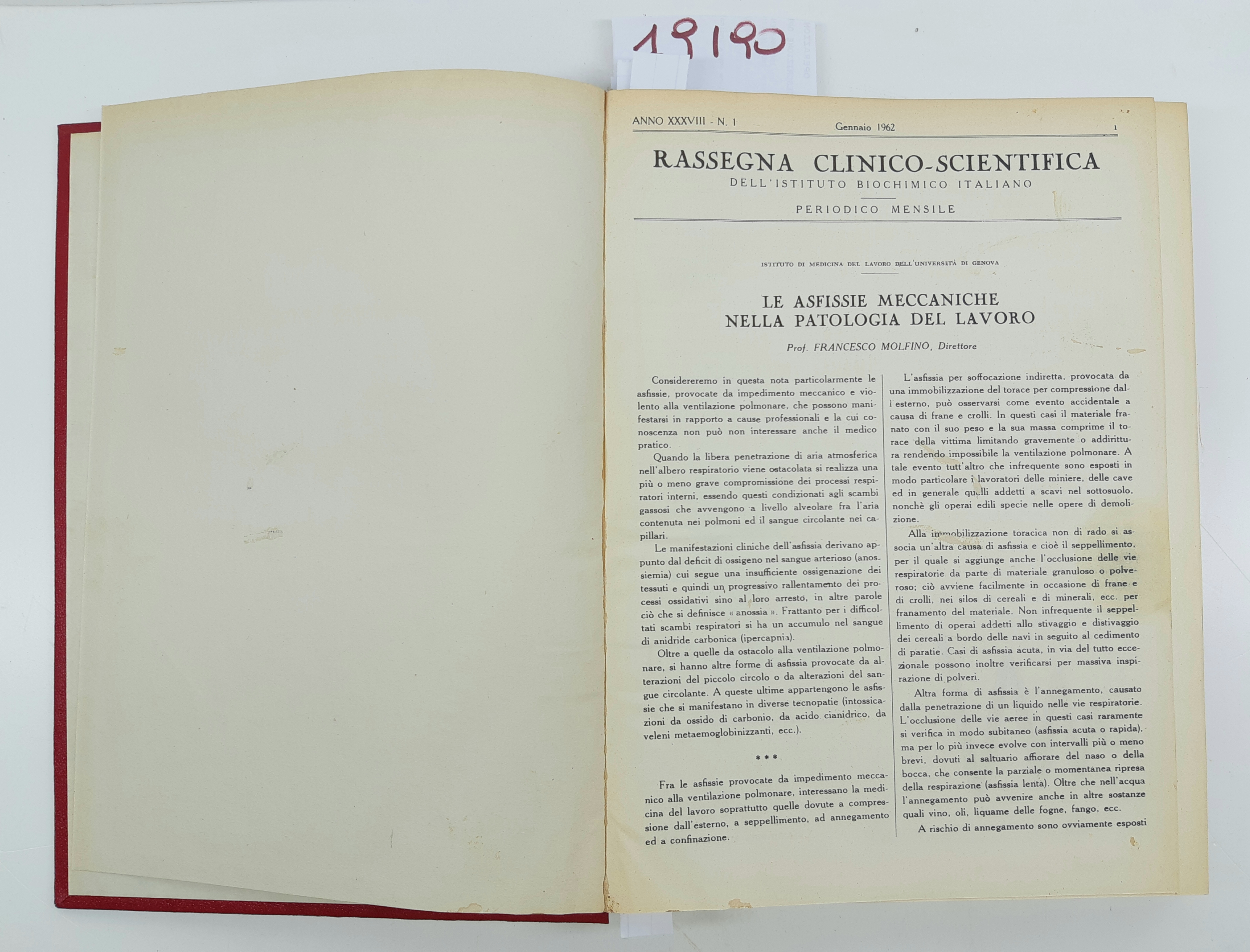 Rassegna clinico-scientifica dell'Istituto Biochimico Italiano annata 1962