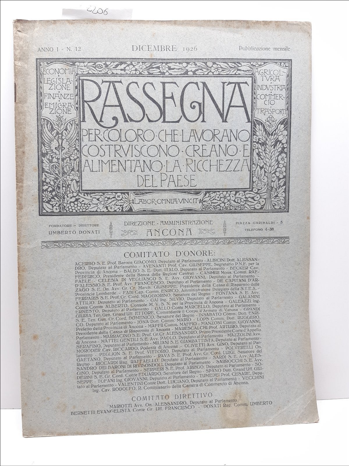 Rassegna per coloro che lavorano anno I numero 12 dicembre …