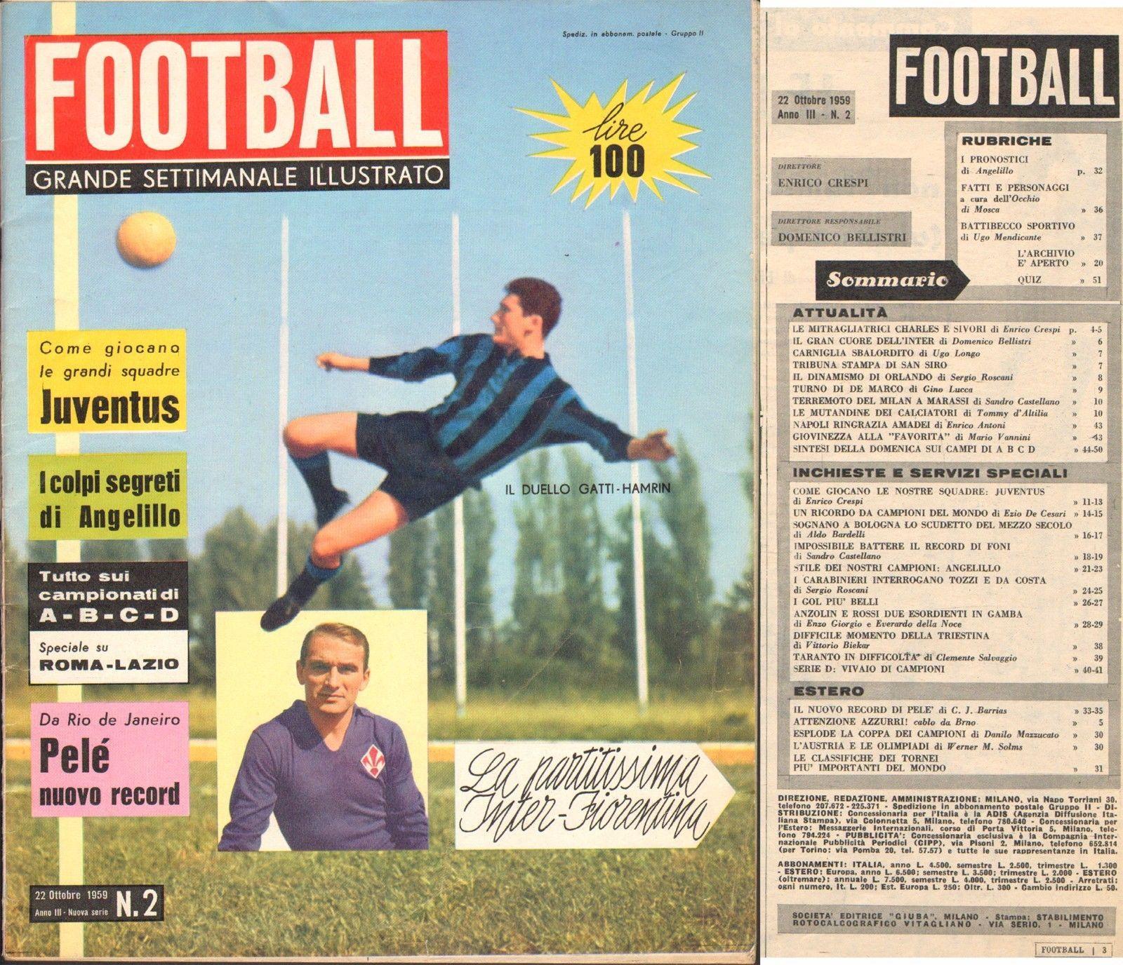 Rivista-Calcio-Football-Settimanale Illustrato-22 Ottobre 1959-Juventus-PelË