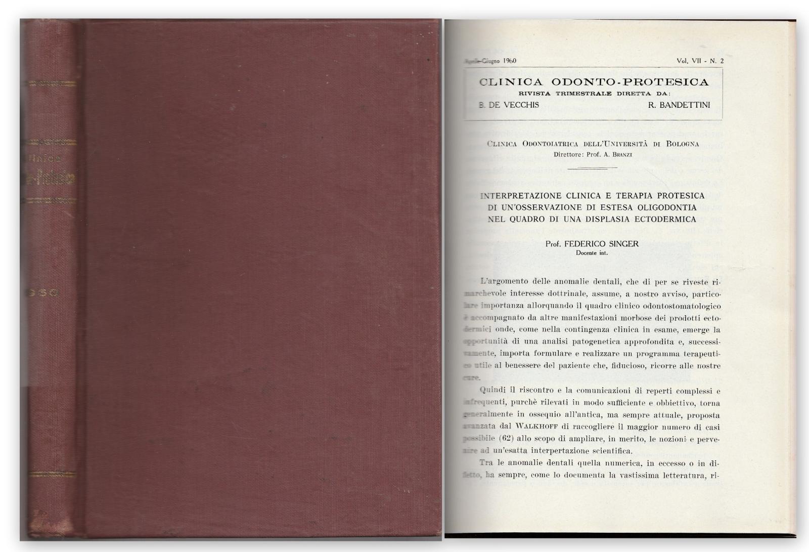 Rivista CLINICA ODONTO-PROTESICA 1960 N. 1-2-3-4-L5021