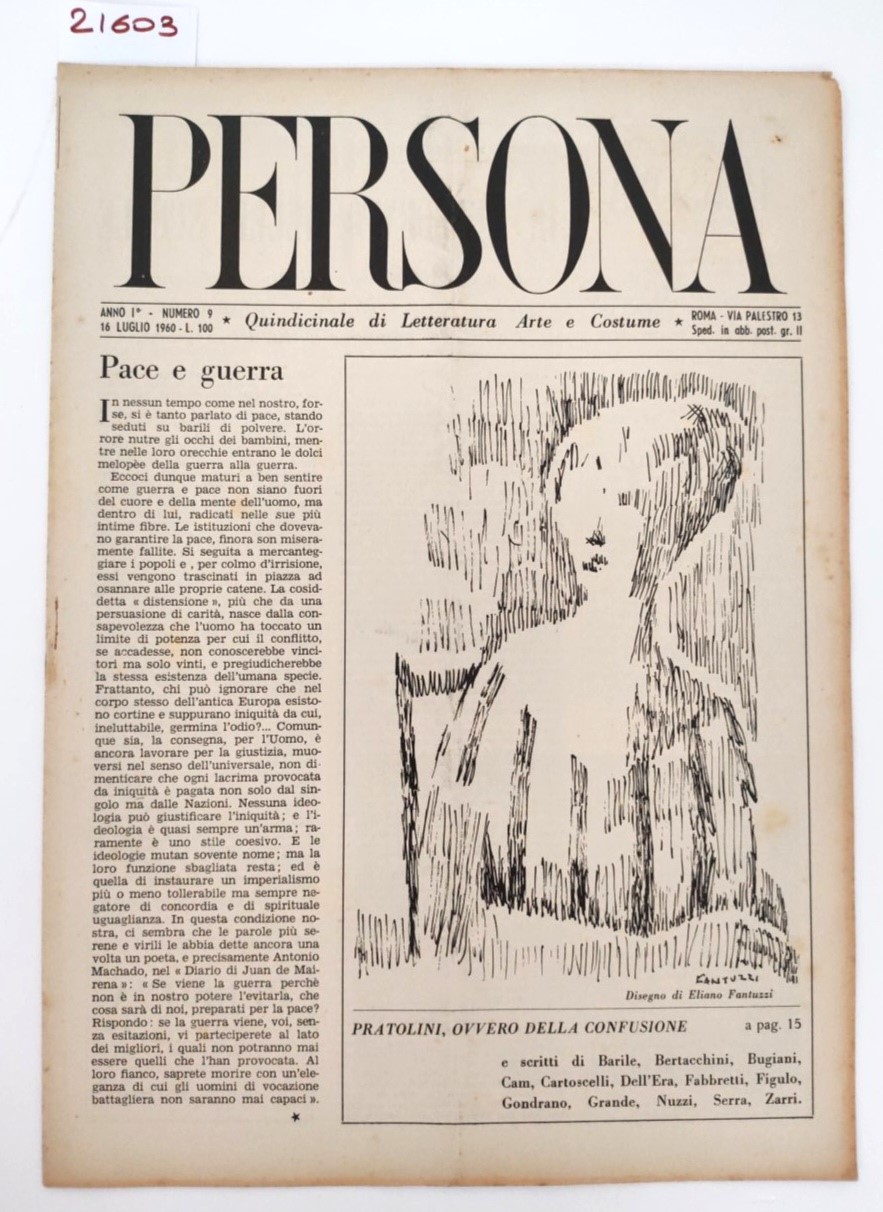 Rivista PERSONA Anno I N. 9 16 Luglio 1960 quindicinale …