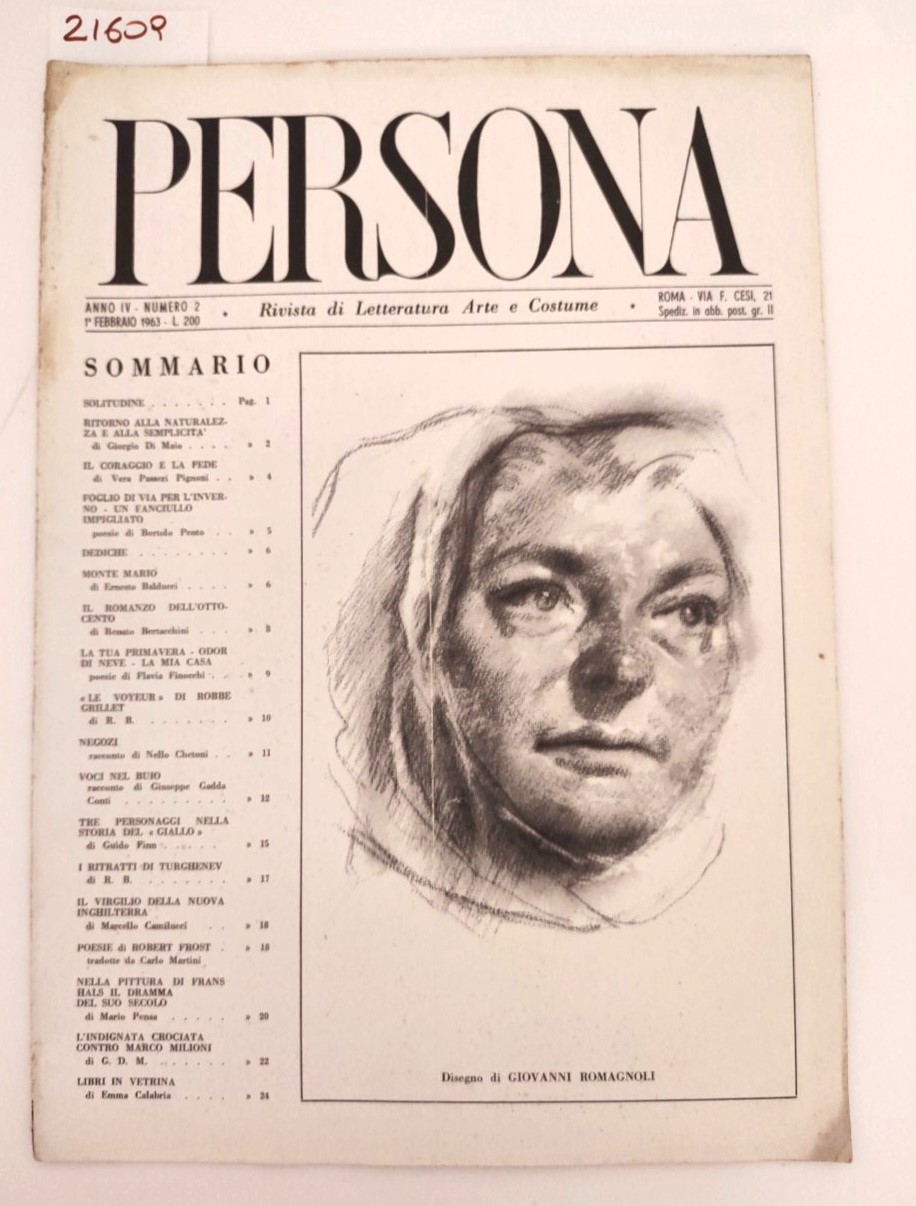 Rivista Persona Anno IV N 2 Febbraio 1963 Arte e …