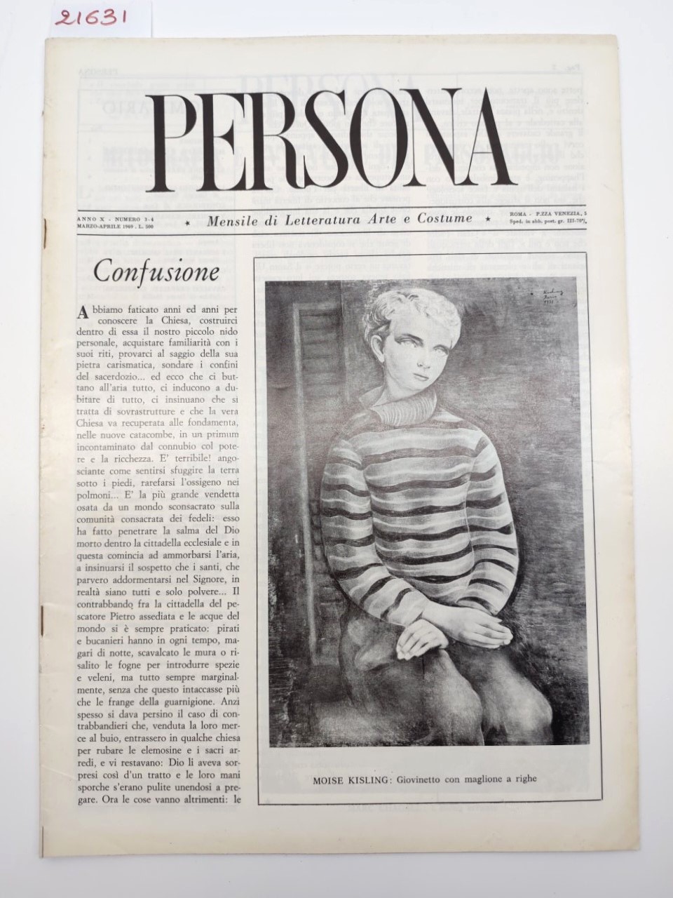 Rivista PERSONA N. 3-4 Marzo-Aprile 1969