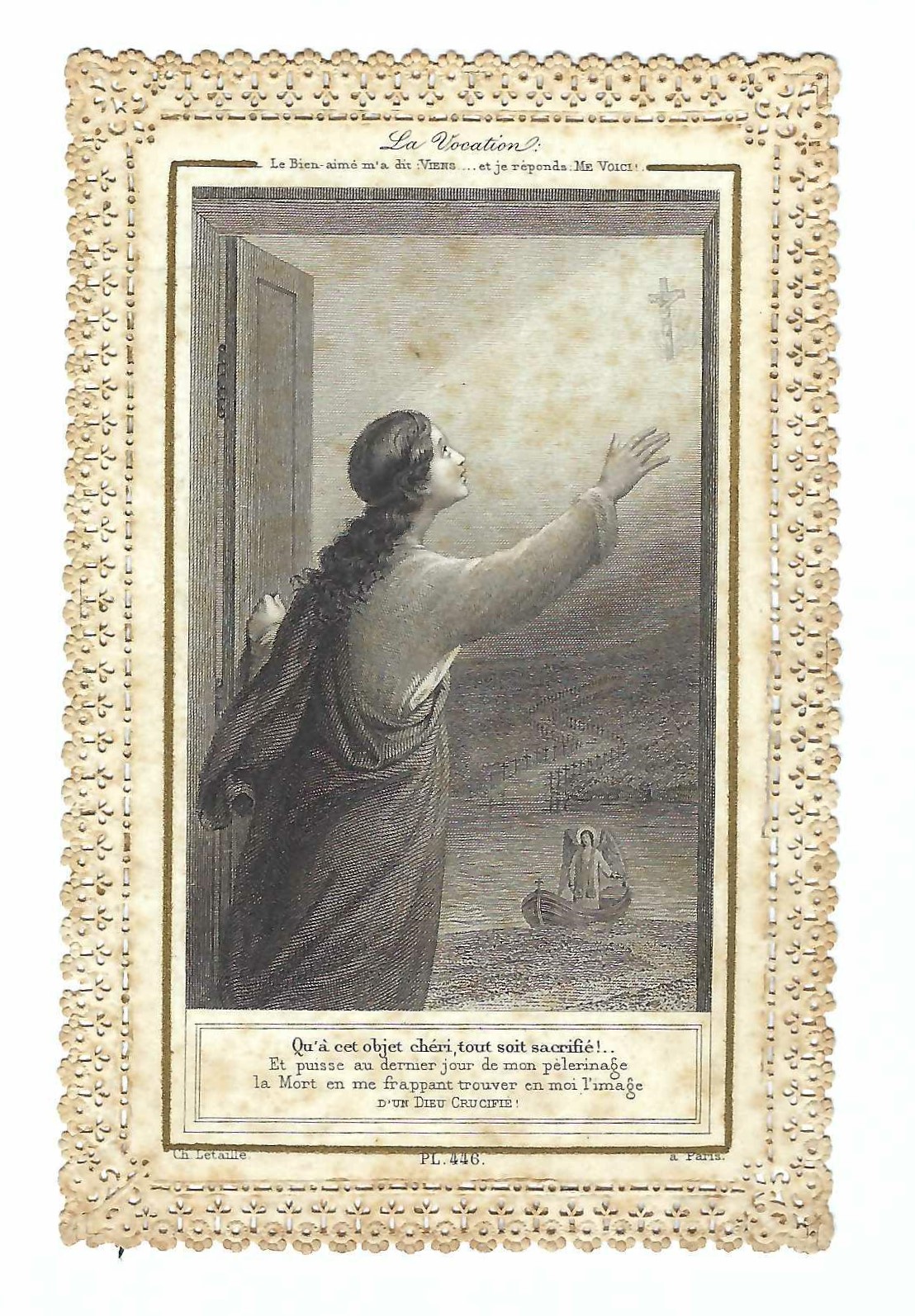 Santini canivet Holy card La vocation Letaille PL 446 XIX …