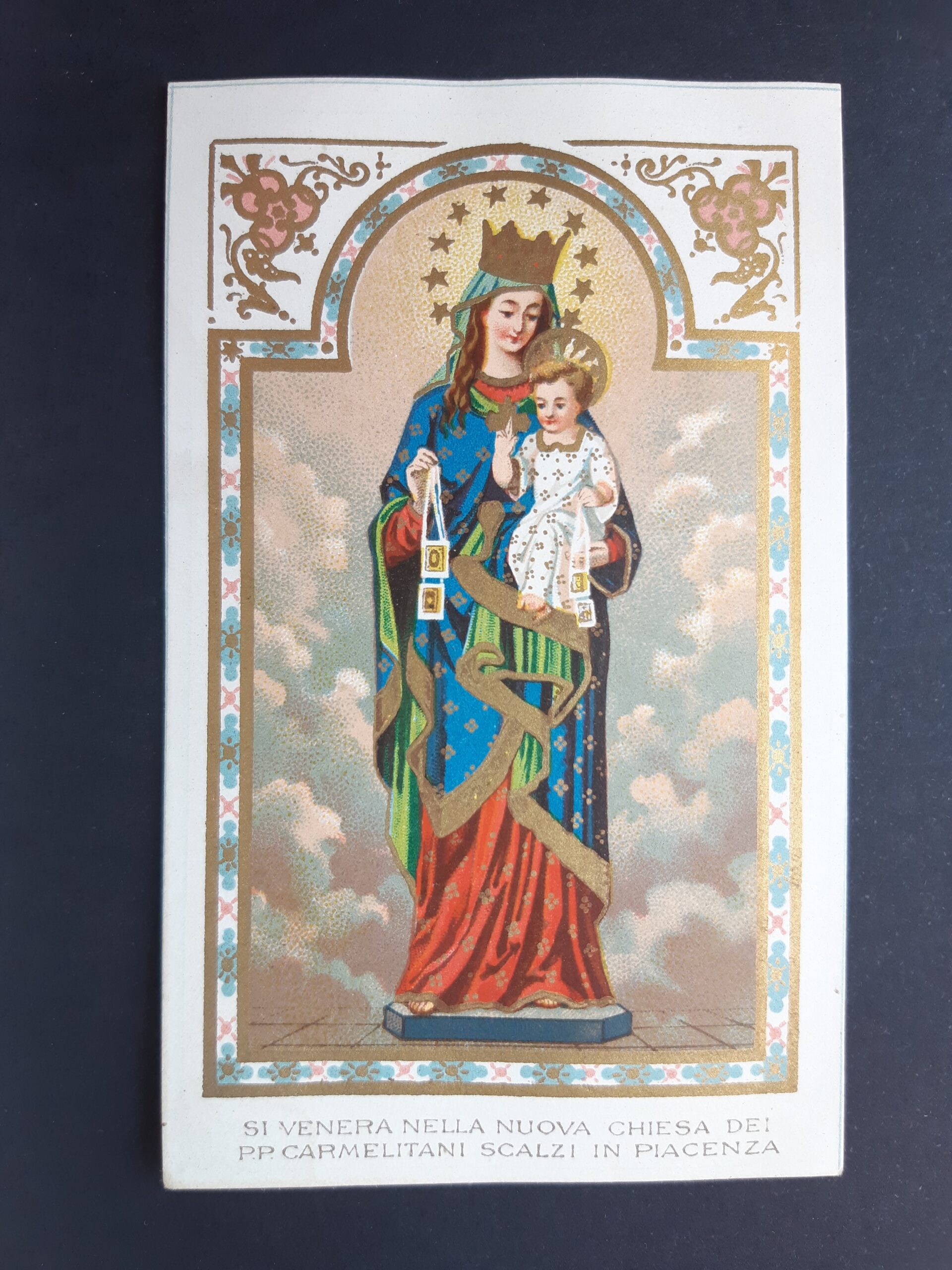 Santino Beata Vergine del Carmine orazione cromolito holy card