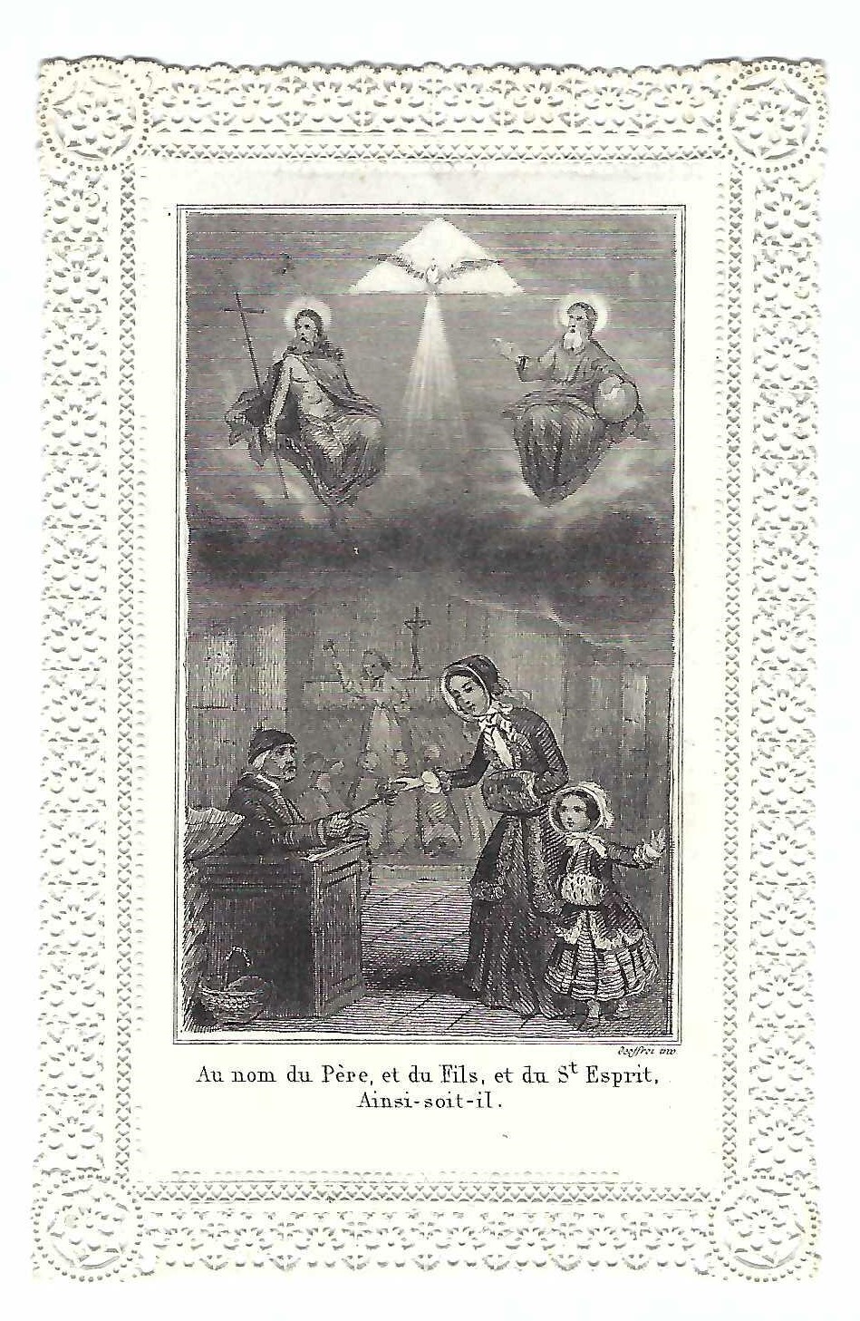 Santino canivet Holy card Au nom du Pere et di …