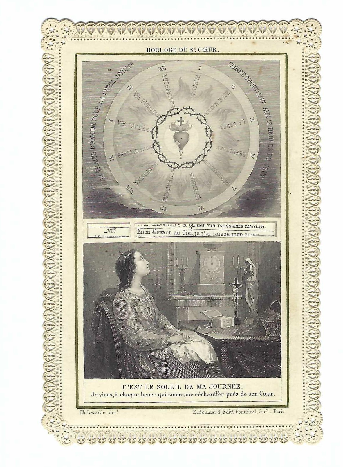 Santino canivet Holy card con movimento Horologe du S. Coure …