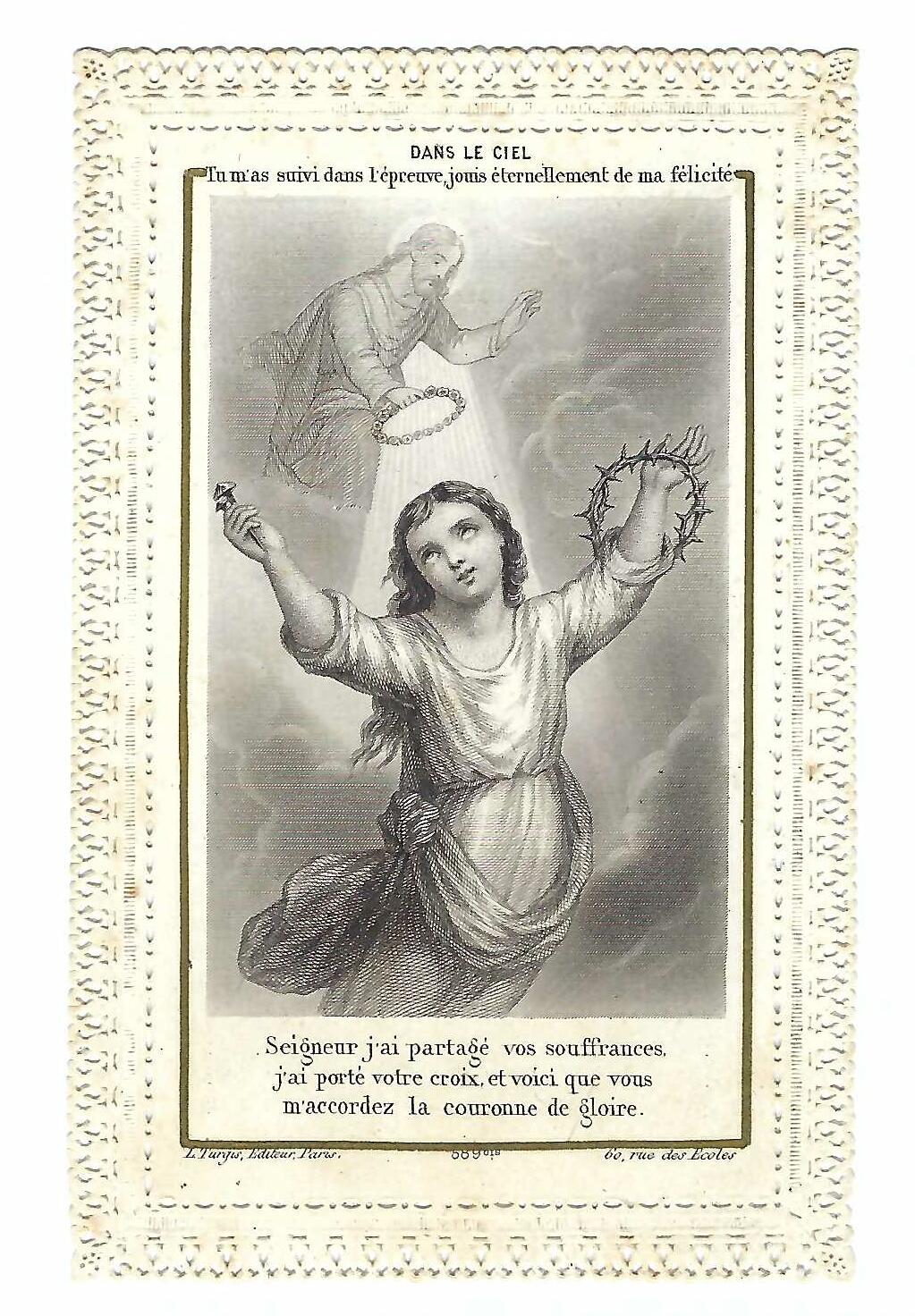 Santino canivet Holy card Dans le Ciel Nel cielo Turgis …