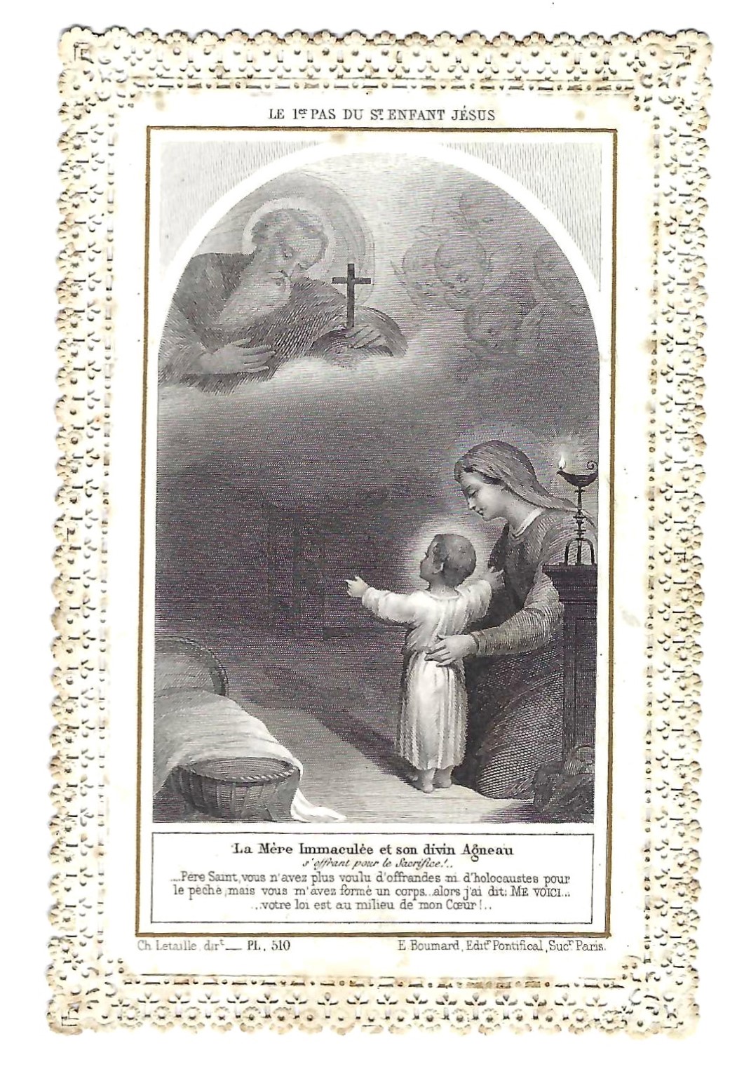 Santino canivet Holy card L'hostie sainte et sans tache Letaille …