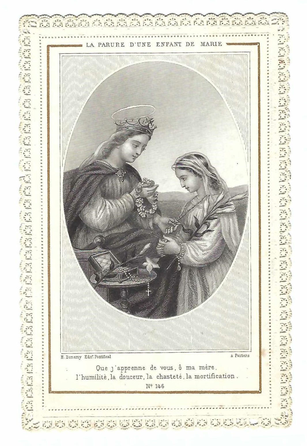 Santino canivet Holy card La parure d'une enfant de Marie …