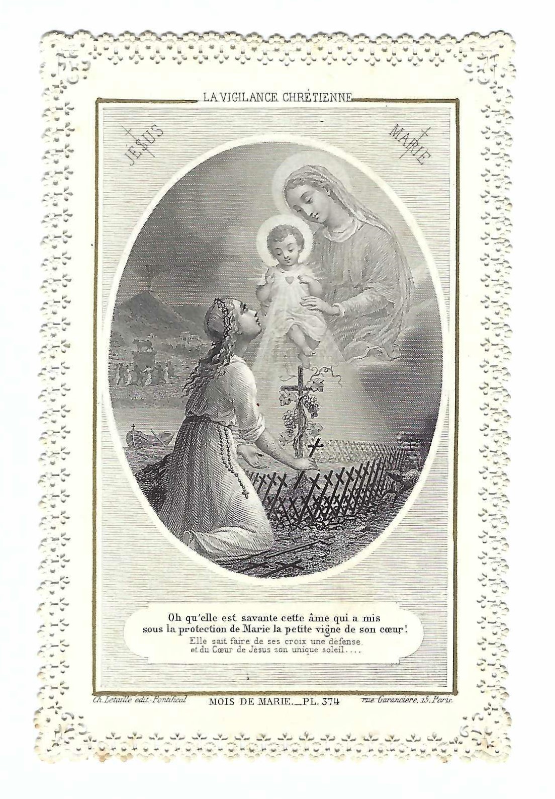 Santino canivet Holy card La vigilanza cristiana La vigilance chrétienne …