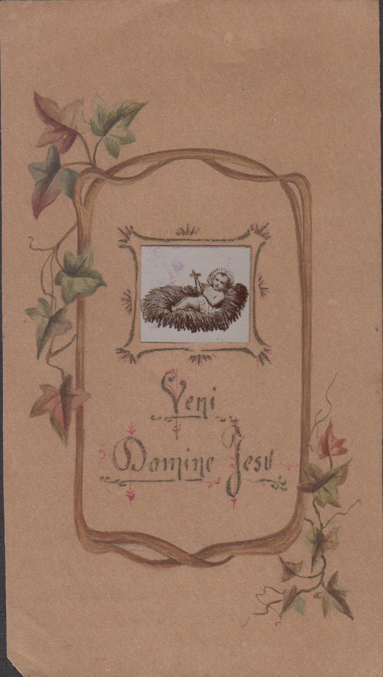 Santino Canivet Holy card manoscritto Gesù bambino 1920 c.a.