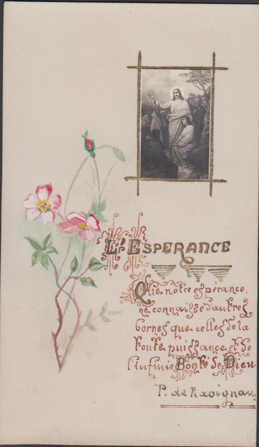 Santino Canivet Holy card manoscritto Gesù e la speranza 1920 …
