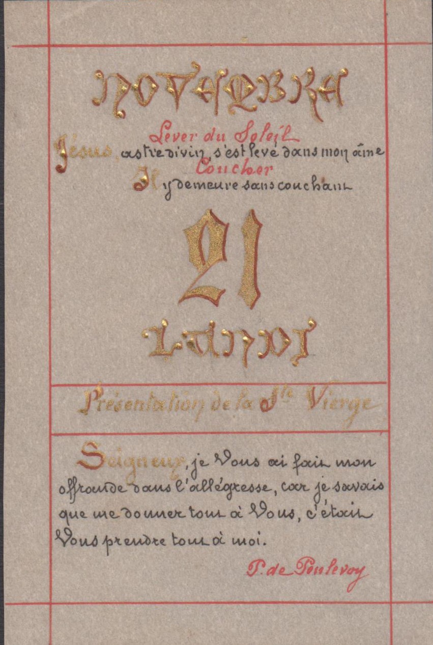 Santino Canivet Holy card manufatto 21 Novembre Presentazione della Vergine …