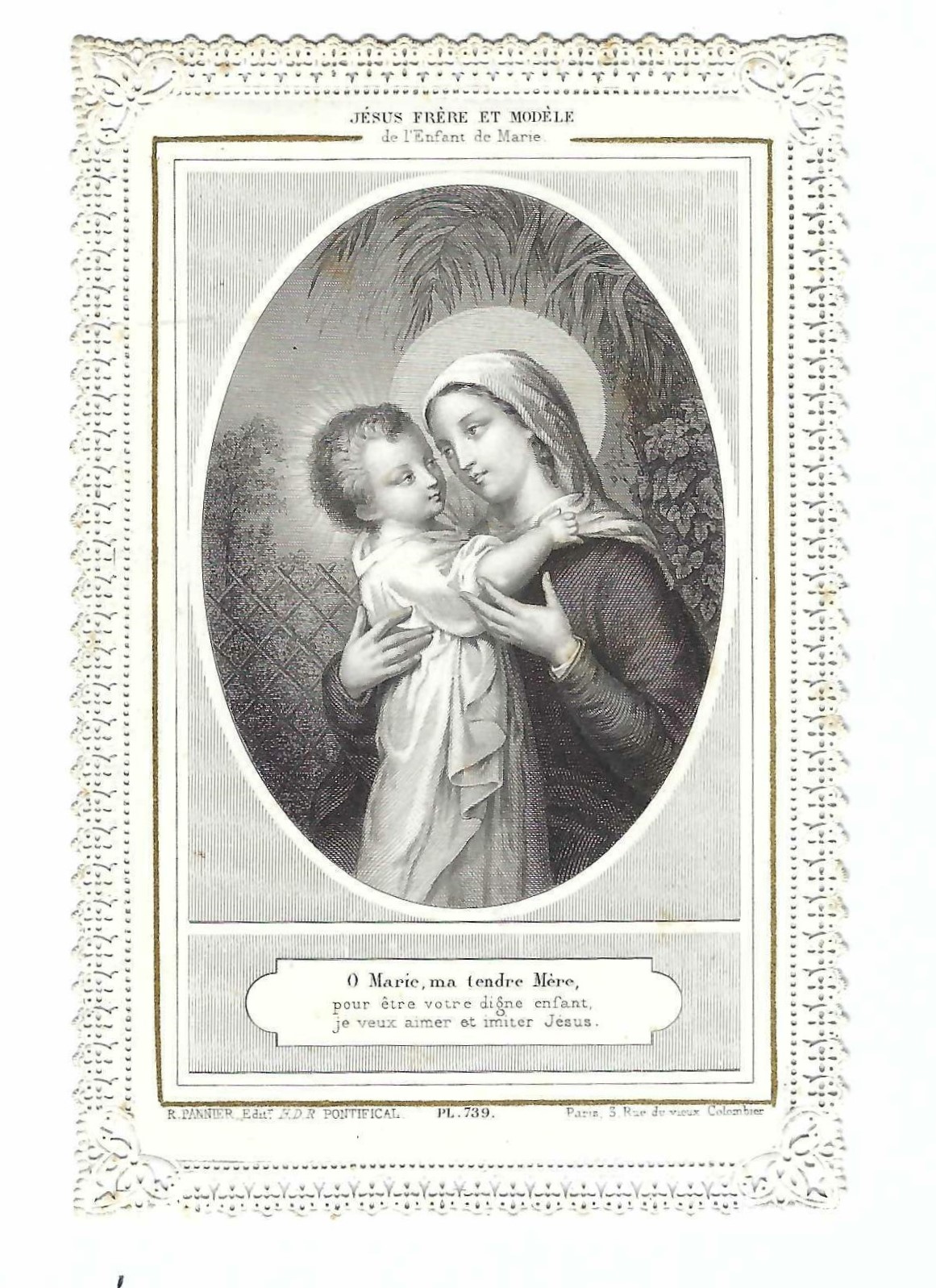 Santino canivet Holy card O Marie ma tendre Mere Pannier …