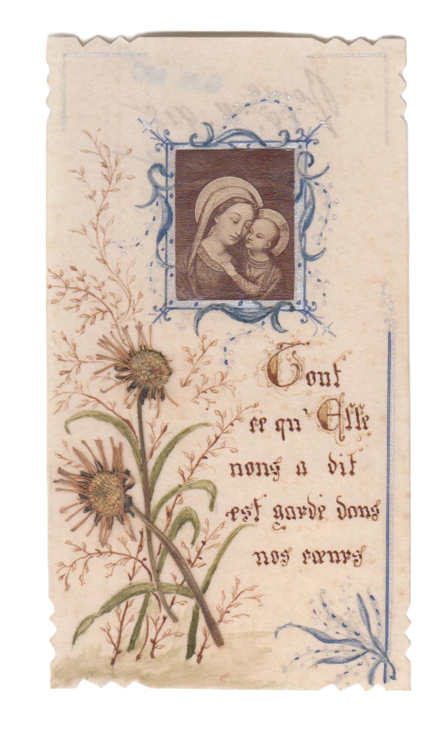 Santino canivet manufatto in carta pergamena con collage di fiori …
