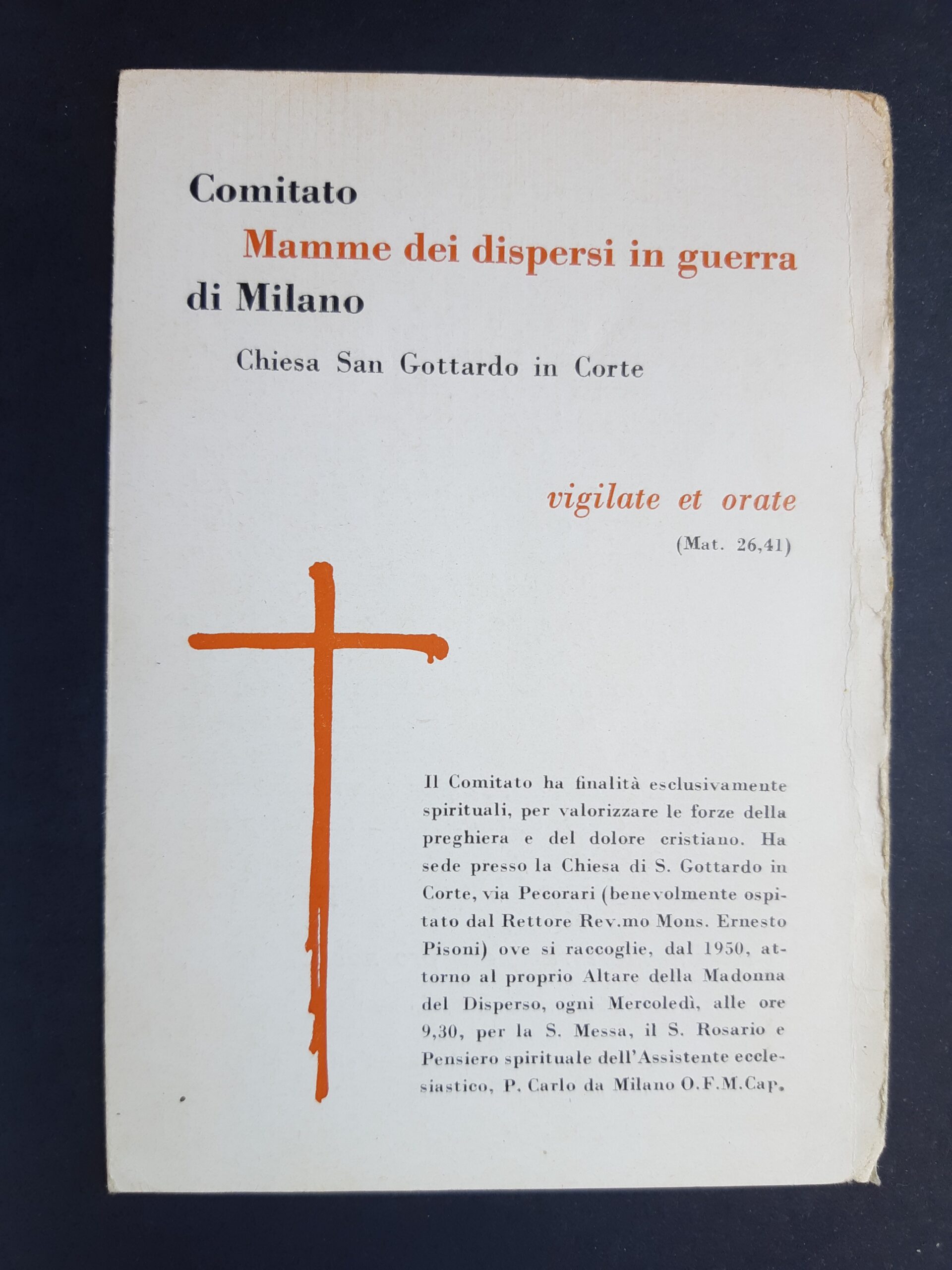 Santino Comitato mamme dei dispersi in guerra Milano Madonna del …