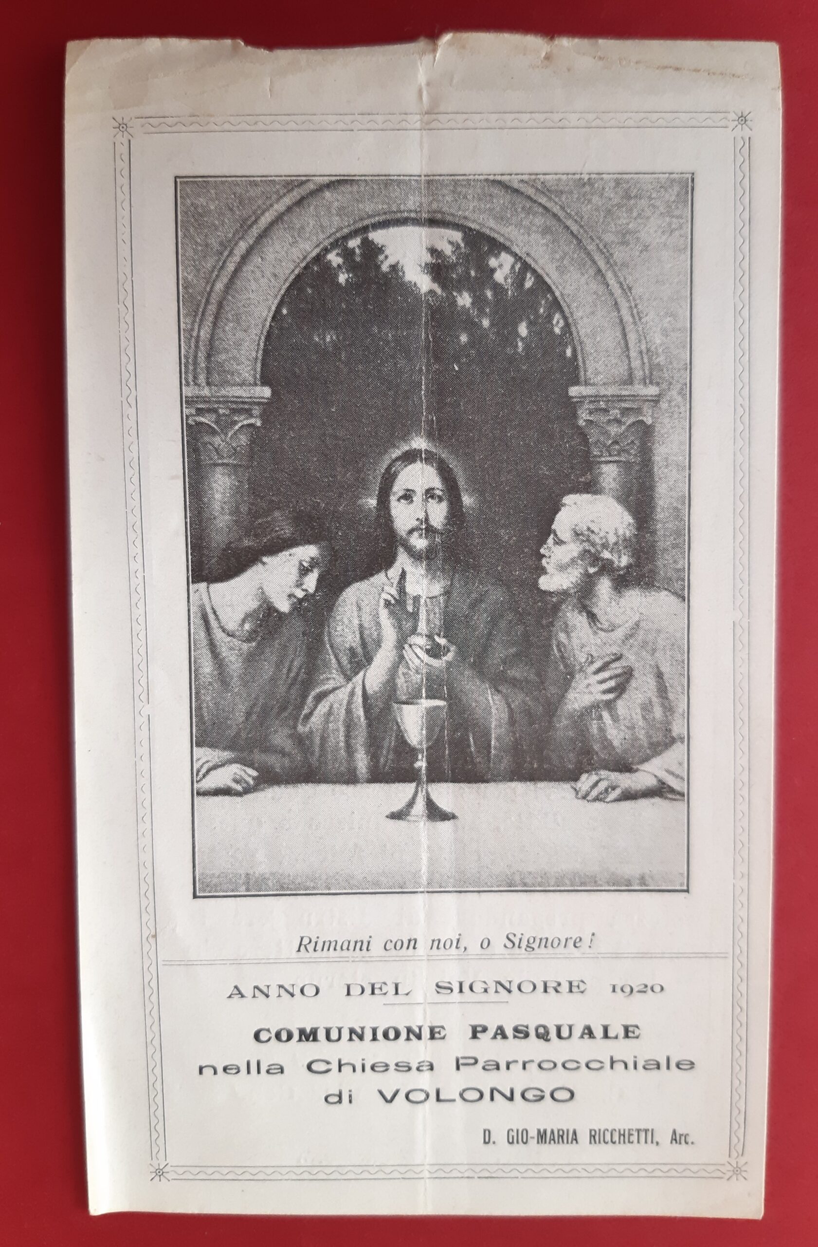 Santino Comunione Pasquale chiesa di Volongo 1920 Maffezzoni Cremona