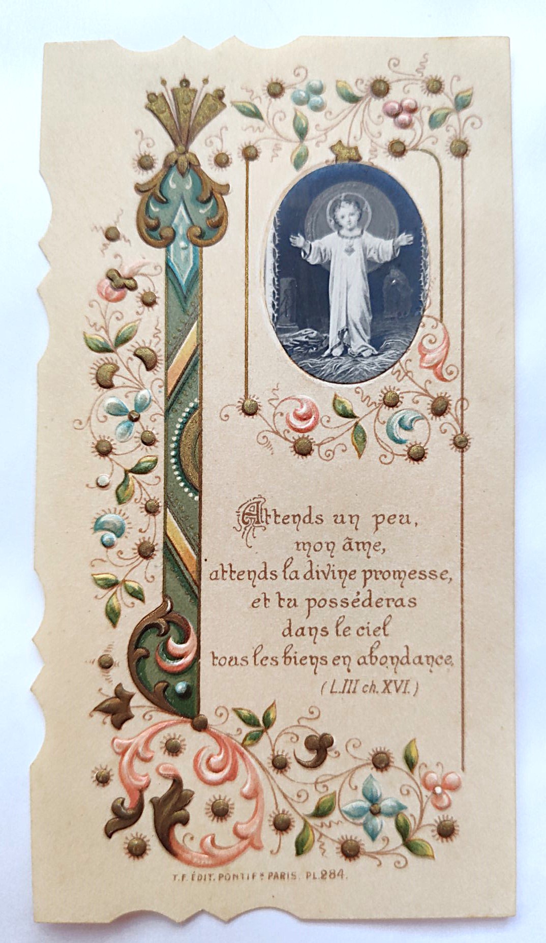 Santino Gesù bambino con immagine applicata Tip. Pontif. PL 284