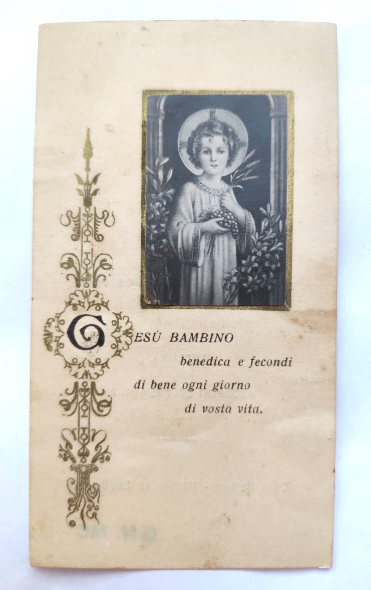 Santino Gesù bambino ricordo voto monacale 1926 holy card