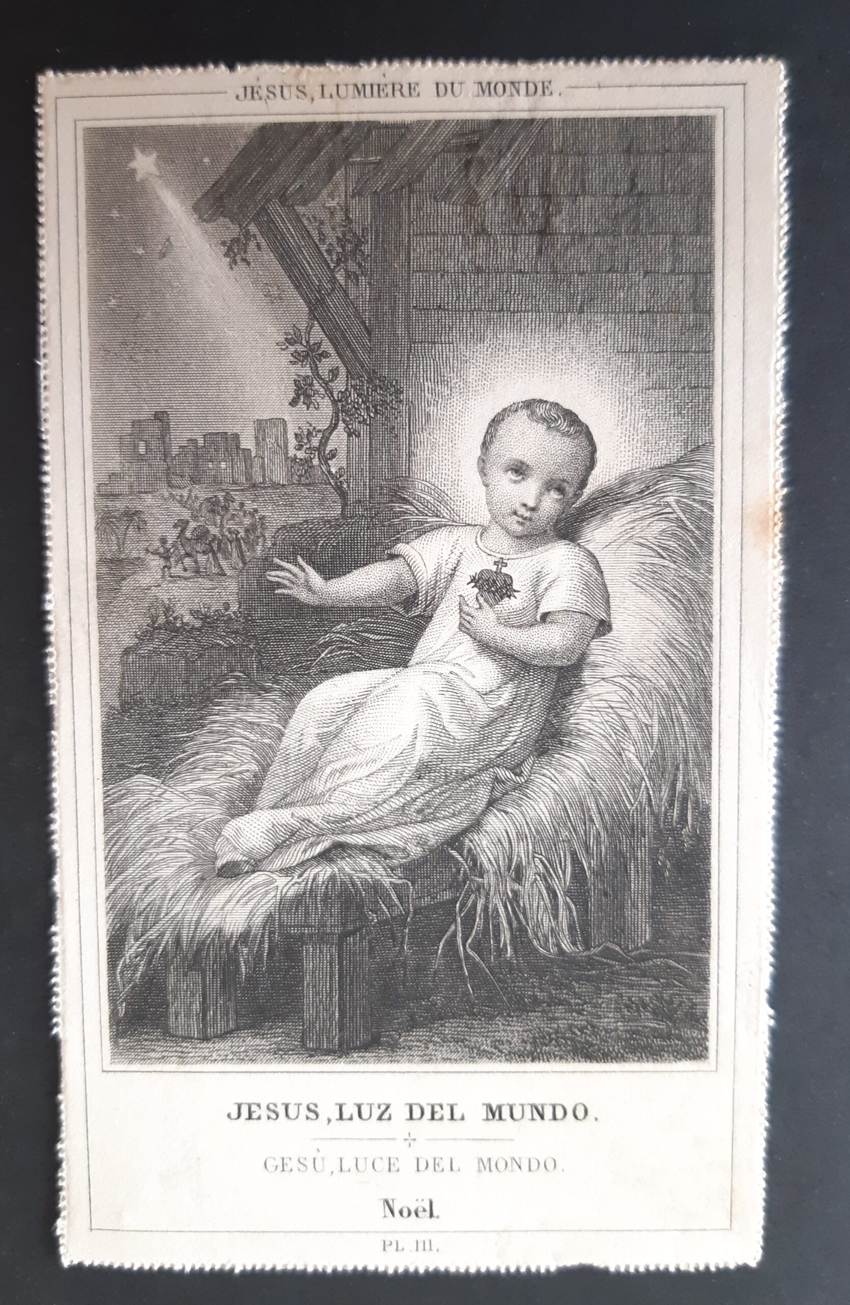 Santino Gesù luce del mondo Lamarche 111 holy card