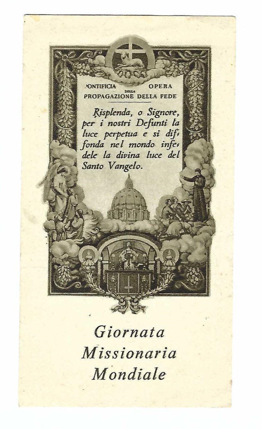 Santino Giornata Missionaria Mondiale Pontificia opera di propagazione della fede