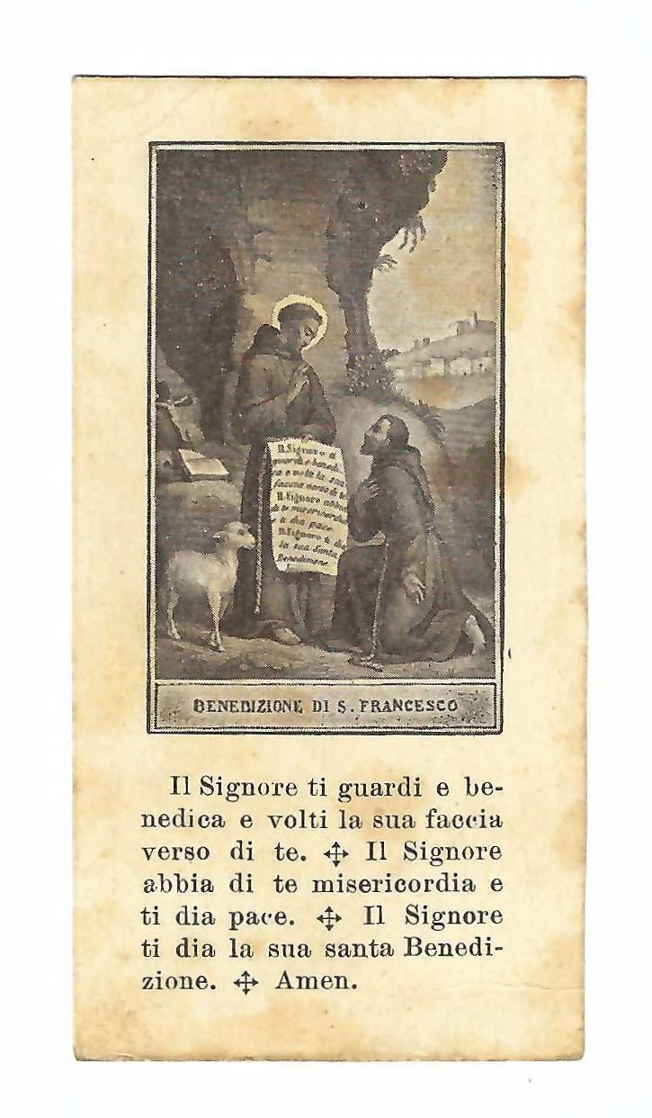 Santino holy card Benedizione di S. Francesco