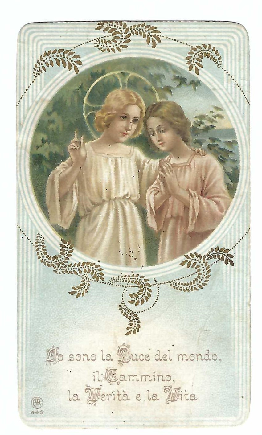 Santino holy card Gesù adolescente cromolito
