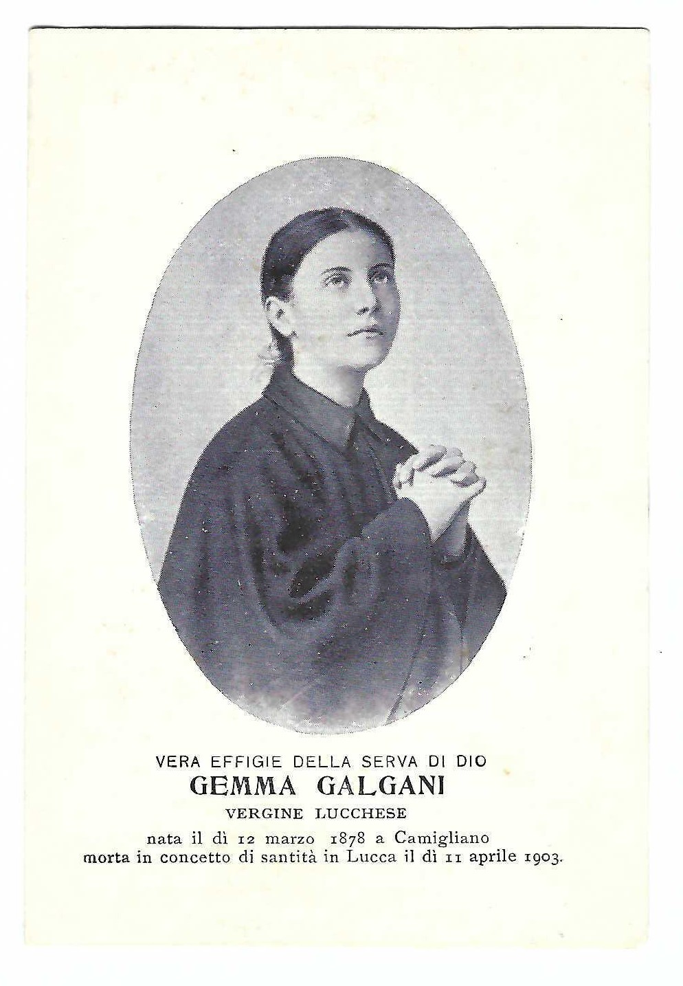 Santino holy card image pieuse Gemma Galgani con biografia all'interno
