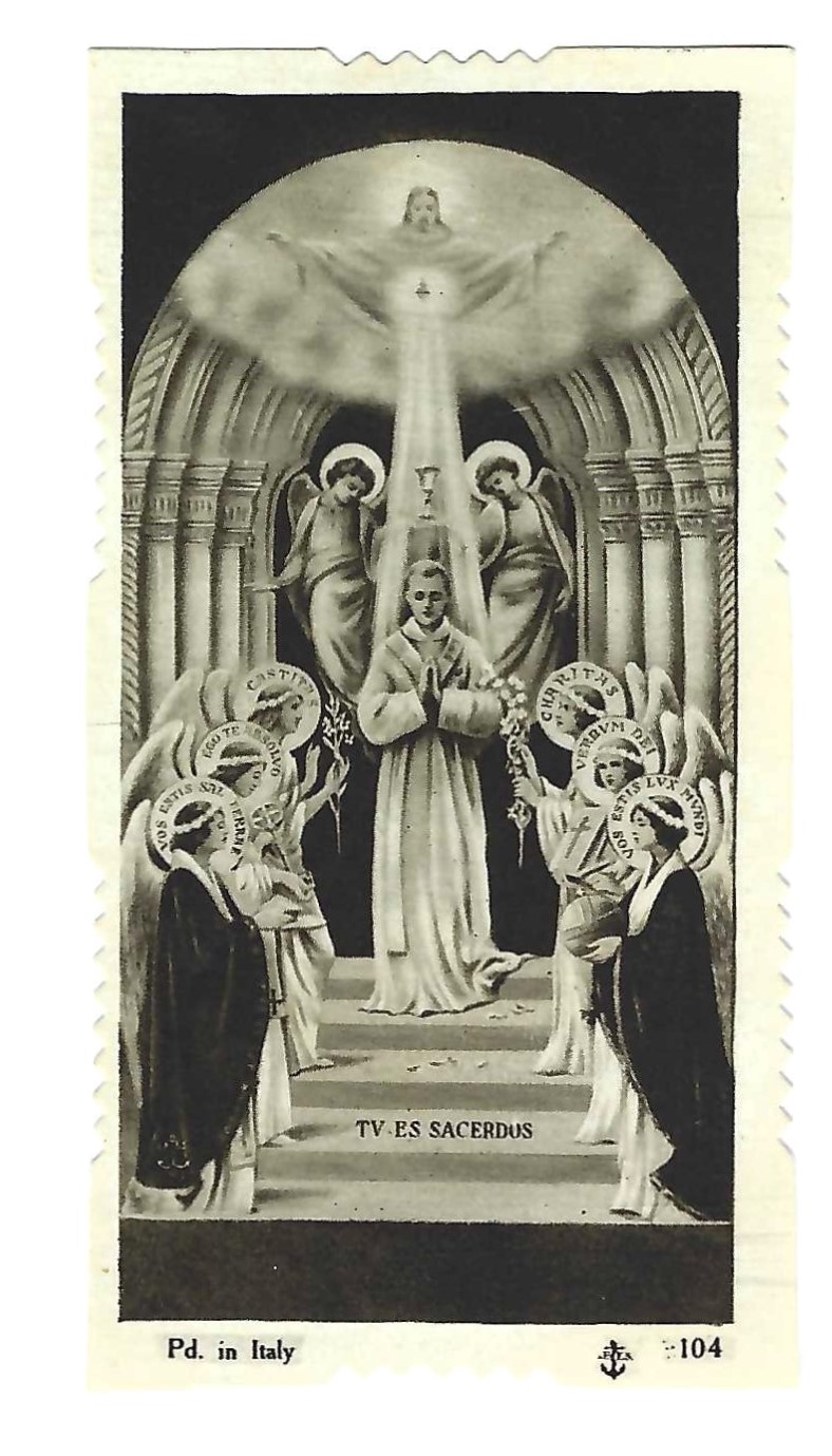 Santino holy card image pieuse Tu es sacerdus N. 104