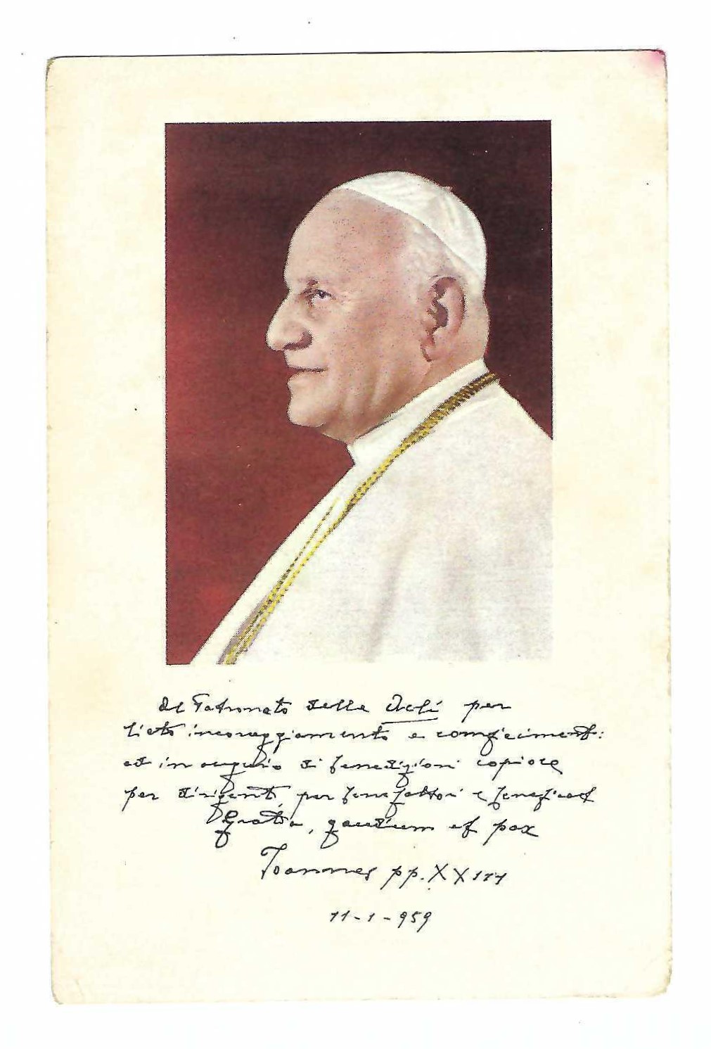 Santino holy card Papa Giovanni XXIII Patronato ACLI
