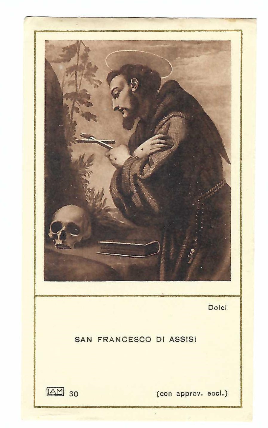 Santino holy card San Francesco di Assisi